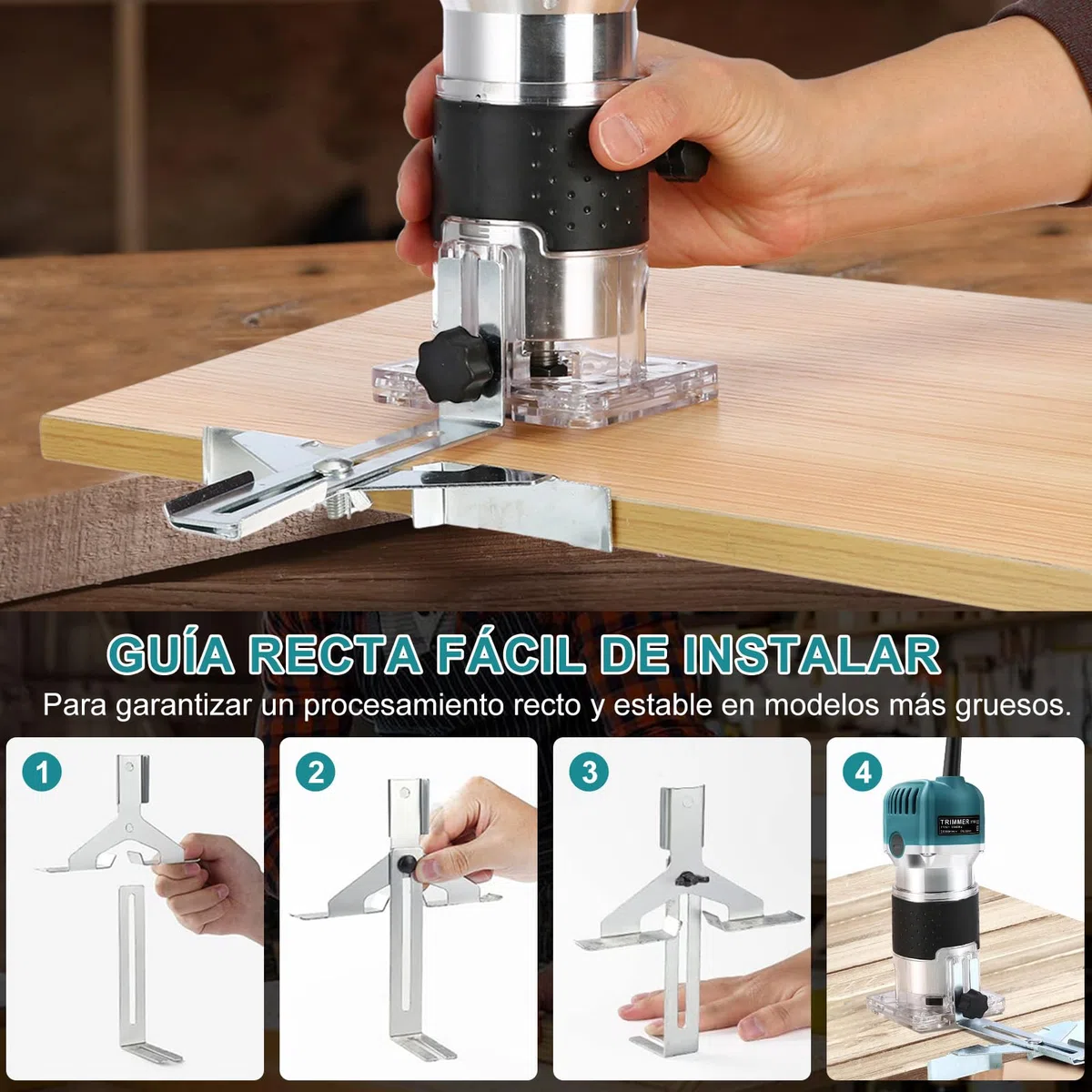 Fresadora de Madera Rebajadora Eléctrica 800W 30000RPM, 6 Velocidades Variables, con 15 Piezas de 1/4" Router Bits, para la Bricolaje Talla de Recorte