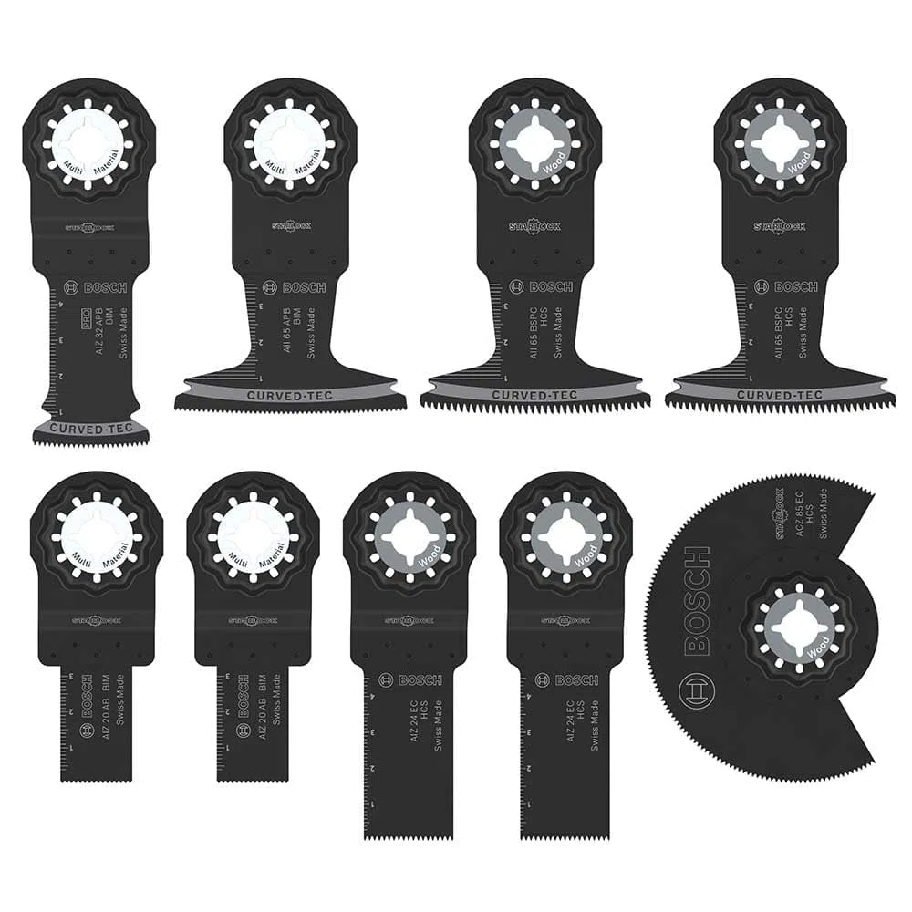 Bosch Juego de 9 piezas de madera y metal blando (para metales no ferrosos, tableros recubiertos de plástico, 134 x 104 mm, multiherramienta de accesorios profesionales)