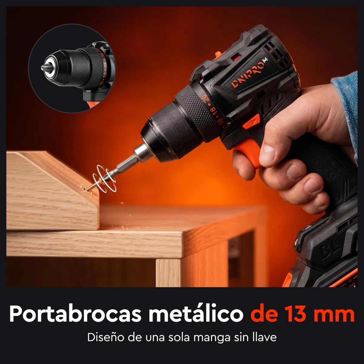 Taladro Atornillador Brushless 20V 50 Nm con Batería 2.0 Ah, Cargador Rápido, Portabrocas Metálico 13 mm y Maletín, Taladro Inalámbrico para Bricolaje – CD-200BC KIT