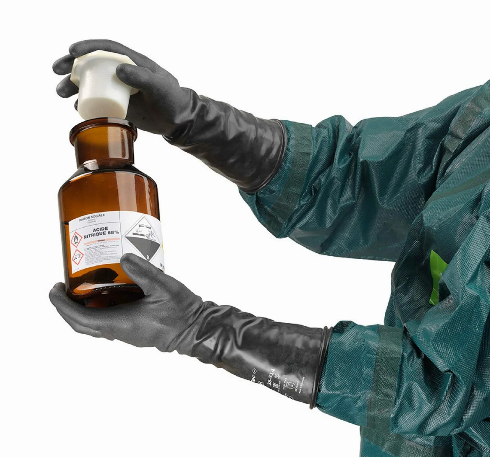 Ansell AlphaTec 38-514 Guantes para Químicos, Máxima Química Protección para Trabajos Pesados, Diseño Flexible y Cómodo, Professional API, Sin látex, Tamaño 9/L (1 Par)