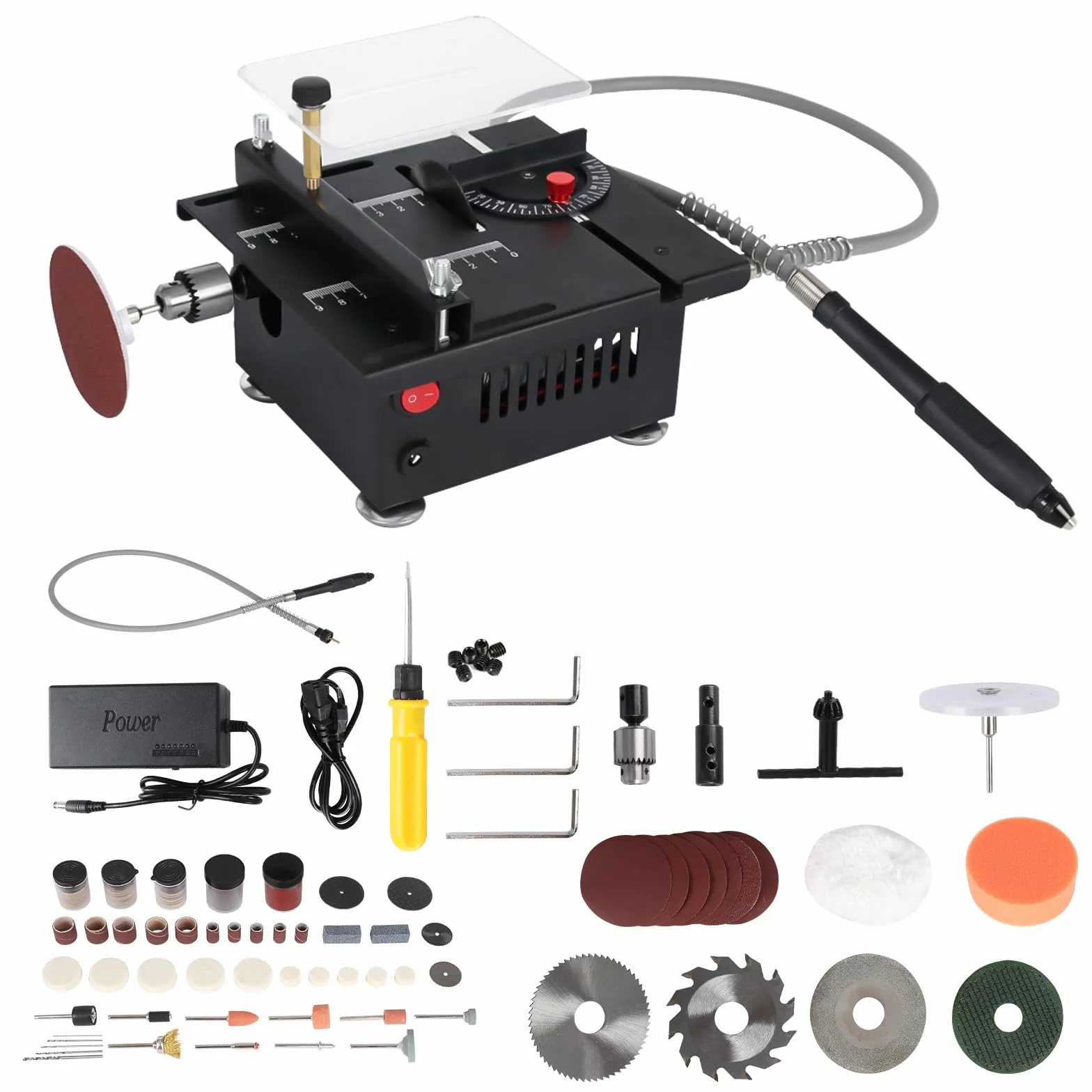 Sierra circular portátil de precisión, 7 velocidades, fuente de alimentación ajustable 0,1-16 mm, altura de hoja ajustable para manualidades y bricolaje