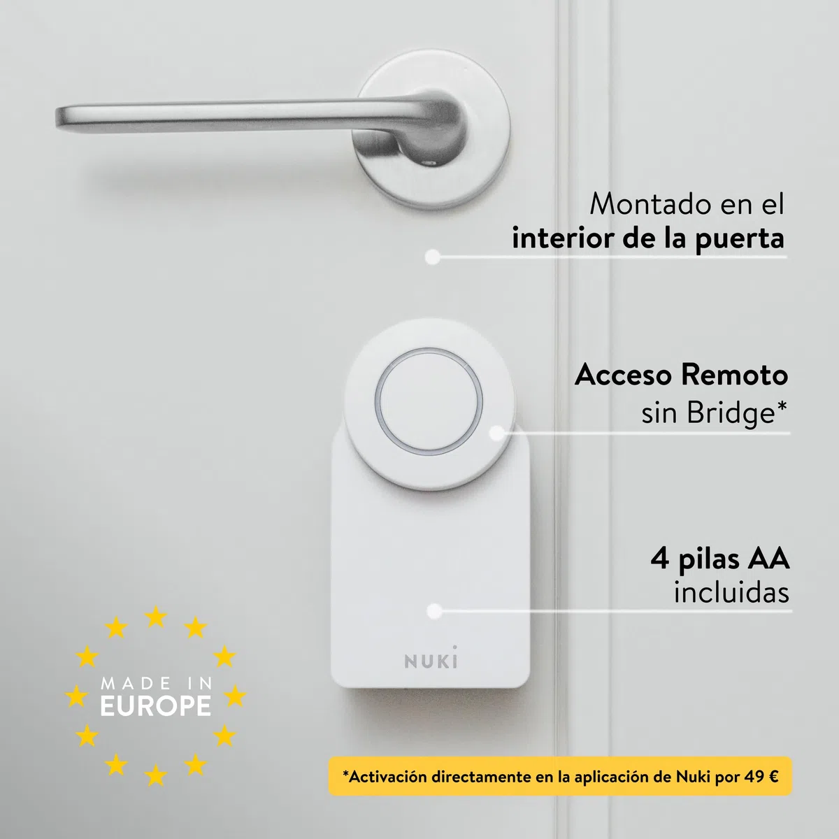 Nuki Smart Lock Go (2025) con Bluetooth & Matter, cerradura inteligente que convierte tu smartphone en llave, fácil instalación sin cambiar cilindro – Smart Lock con Keypad