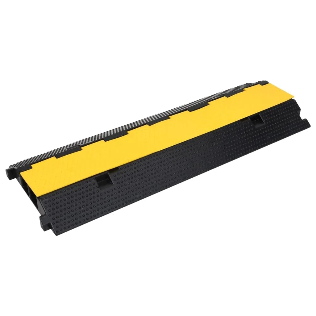 vidaXL Rampas Protectoras de Cables 2 Canales Canaleta Pasacables de Suelo Cubierta Protectora Manguera Tubo Tubería Pista Almacén 2 Piezas 100cm Goma
