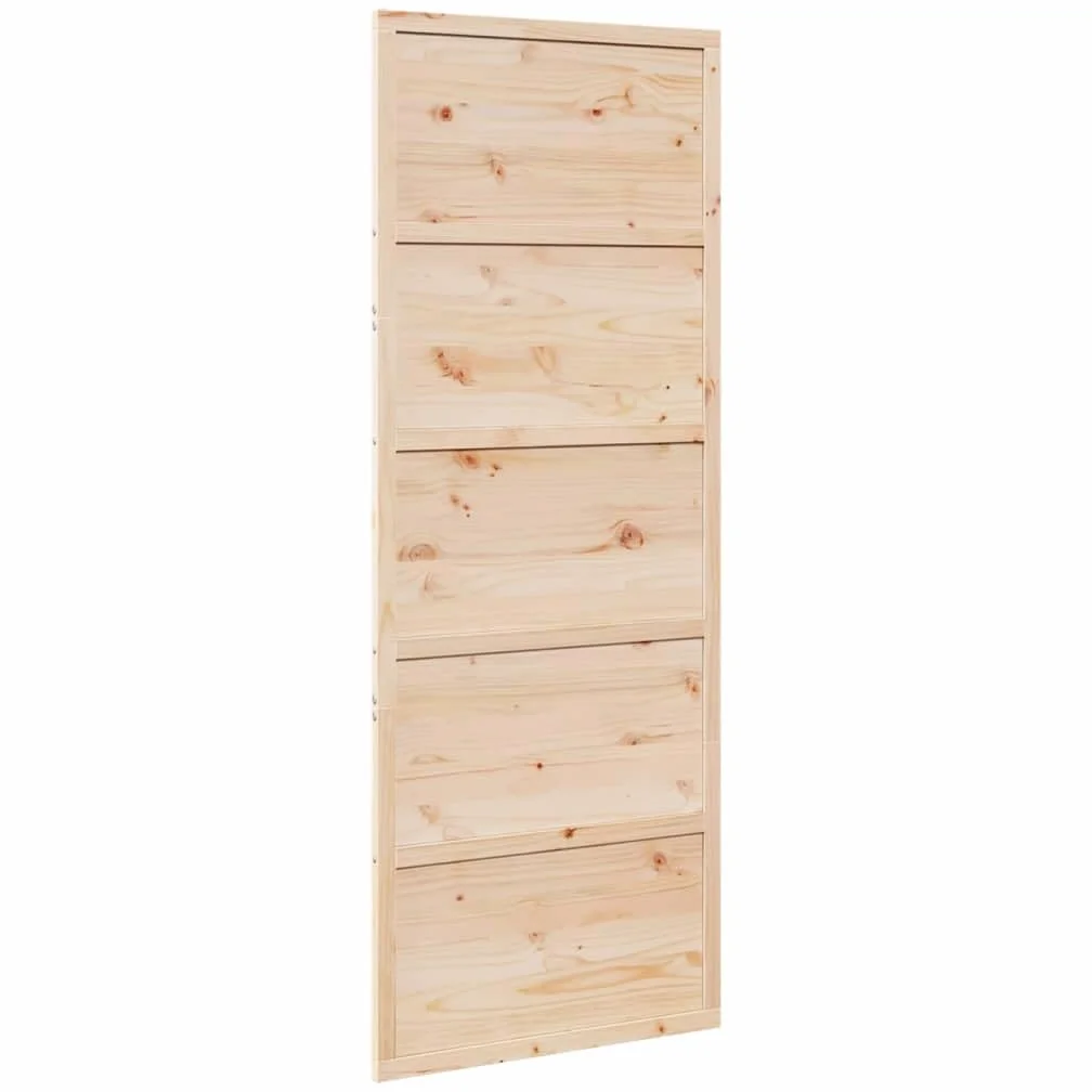 vidaXL Puerta de Granero Corredera en Madera Maciza de Pino 80x208 cm para Baño y Hogar