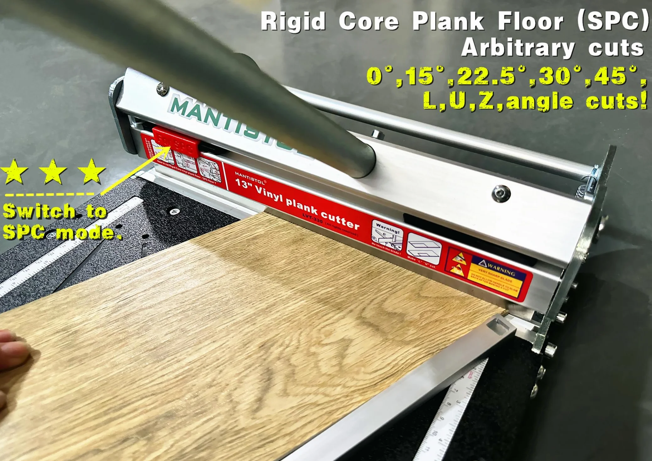 Cortador de suelo de vinilo de núcleo rígido Pro NLVT-330 de 33 cm actualizado para SPC, LVP, LVT, VCT, WPC, RVP, PVC y tablones de vinilo, ¡corta hasta 9 mm de grosor!