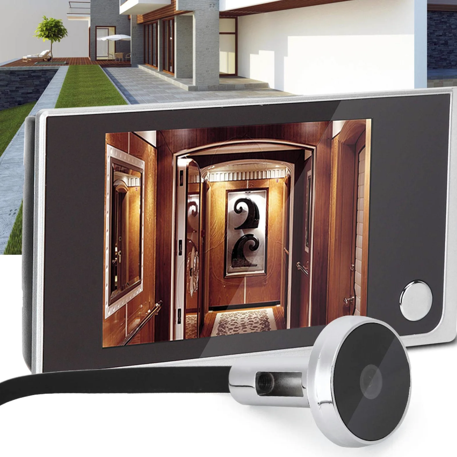 DAUERHAFT Cámara de Seguridad mirilla digital puerta 3 . 5 Pulgadas ,Digital ,LCD ,120 Grados ,Timbre Digital ,Visor de Mirilla ,monitoreo Visual de Fotos Video Doorbells