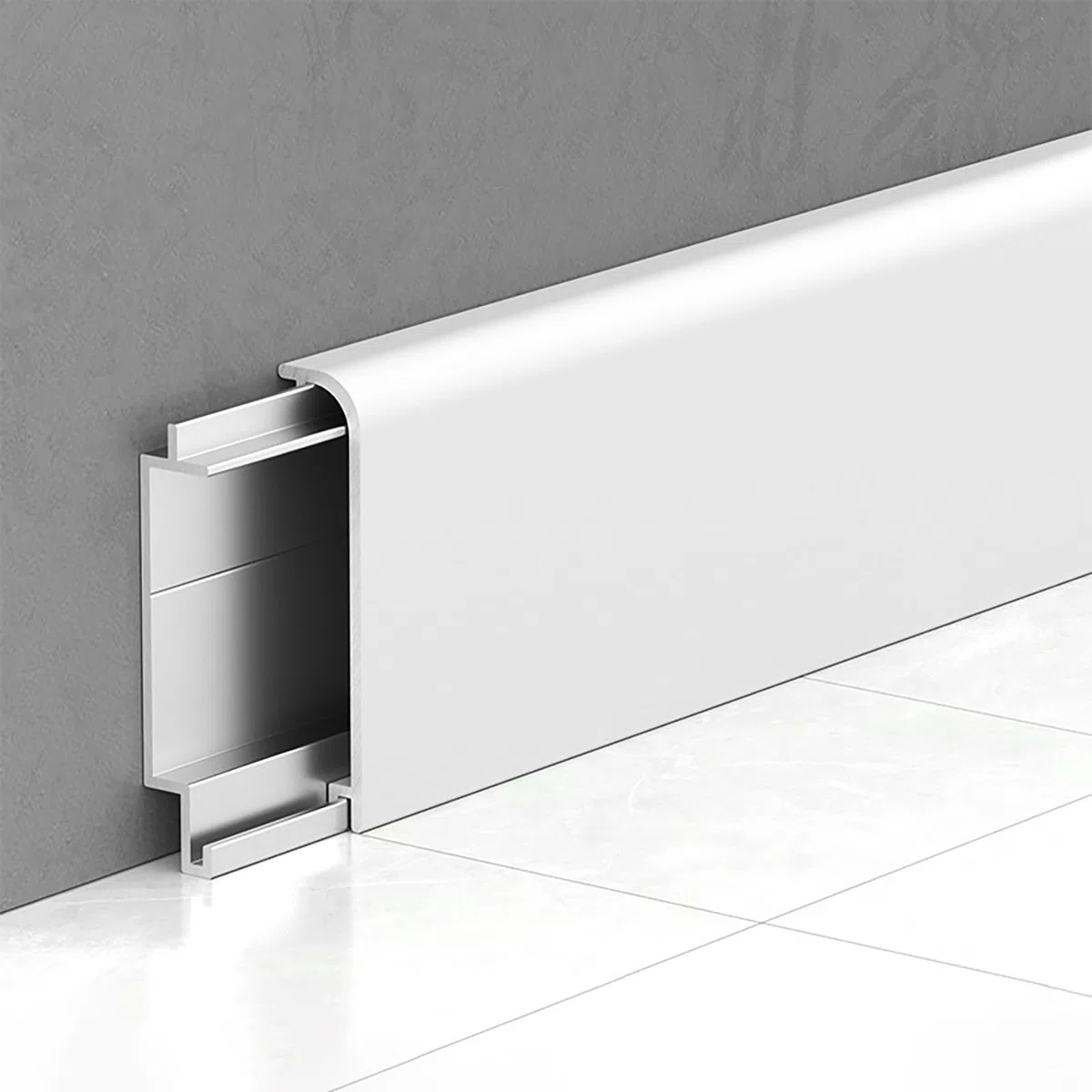 Rodapié de aluminio, 4 piezas, 125 cm cada uno, acabado decorativo fácil de instalar, ideal para cualquier habitación, altura: 4 cm