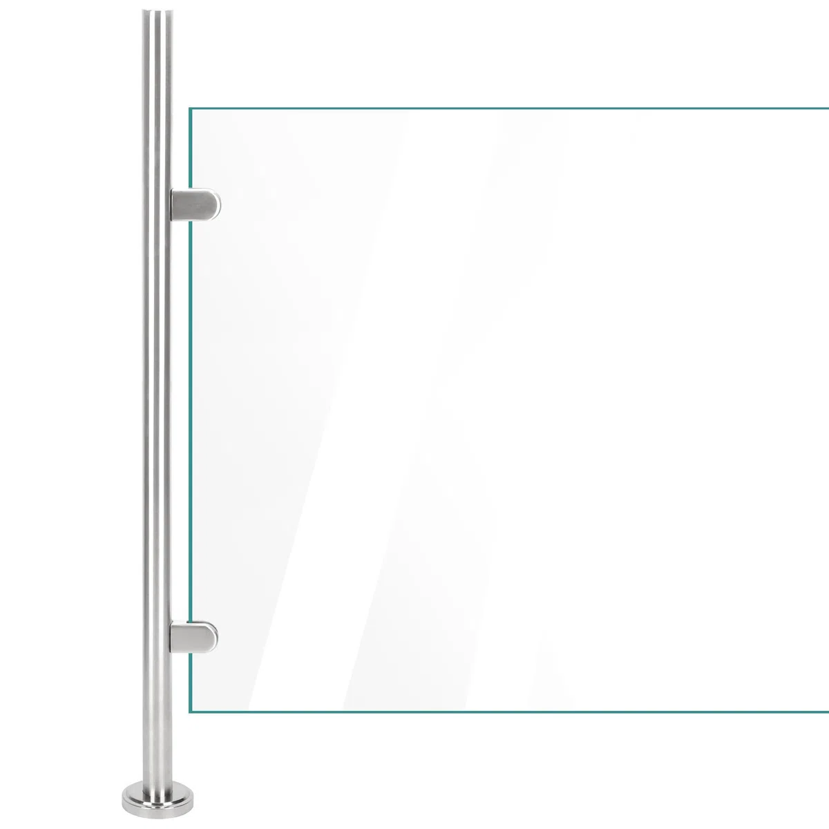 aleawol Postes de balaustrada de acero inoxidable de 110 cm, poste de extremo de balaustrada de vidrio con abrazaderas y gomas, postes de balaustrada de vidrio de aterrizaje de escalera para vidrio de
