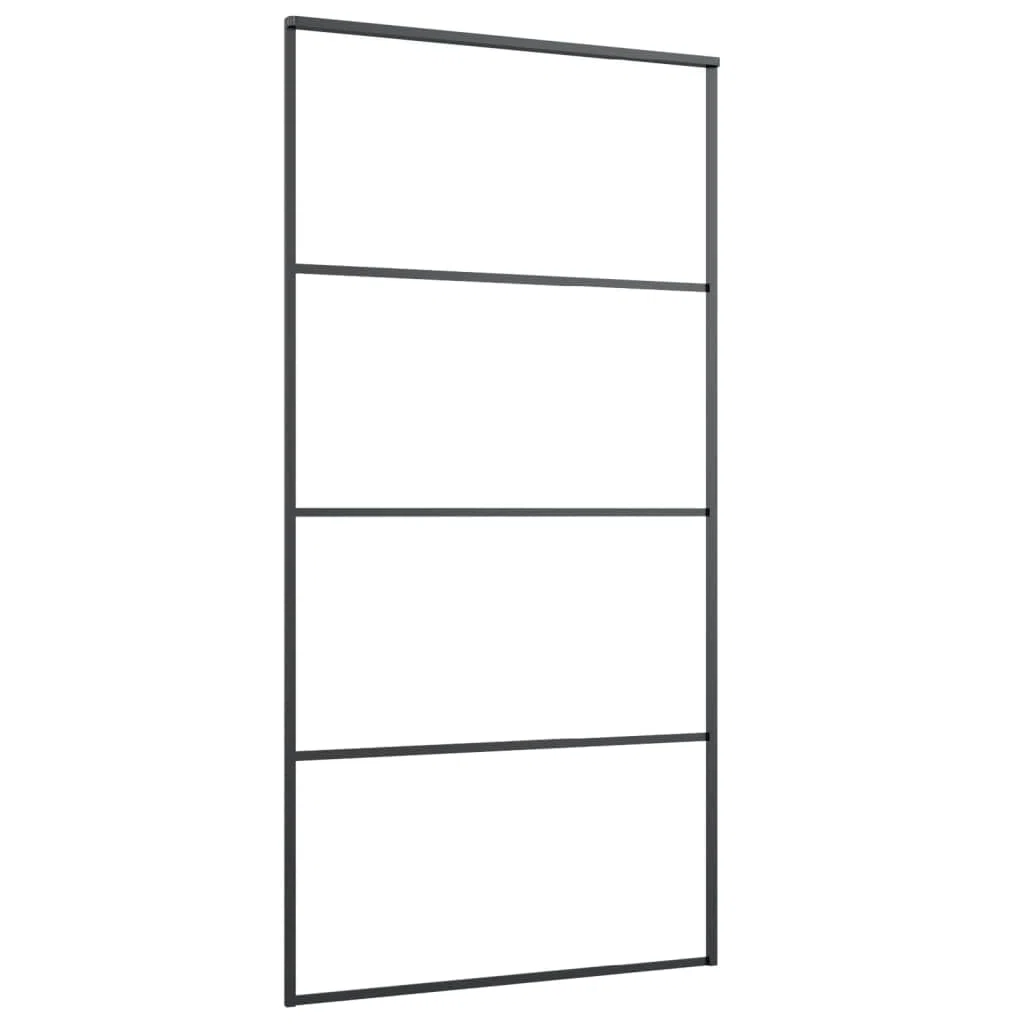 Puerta Corredera de Cristal con Set Herrajes Accesorio Puertas Interior Puerta corredera ESG Vidrio y Aluminio Puertas Interior Cristal para Sala de Estar Salón Habitación-102.5 x 205 cm