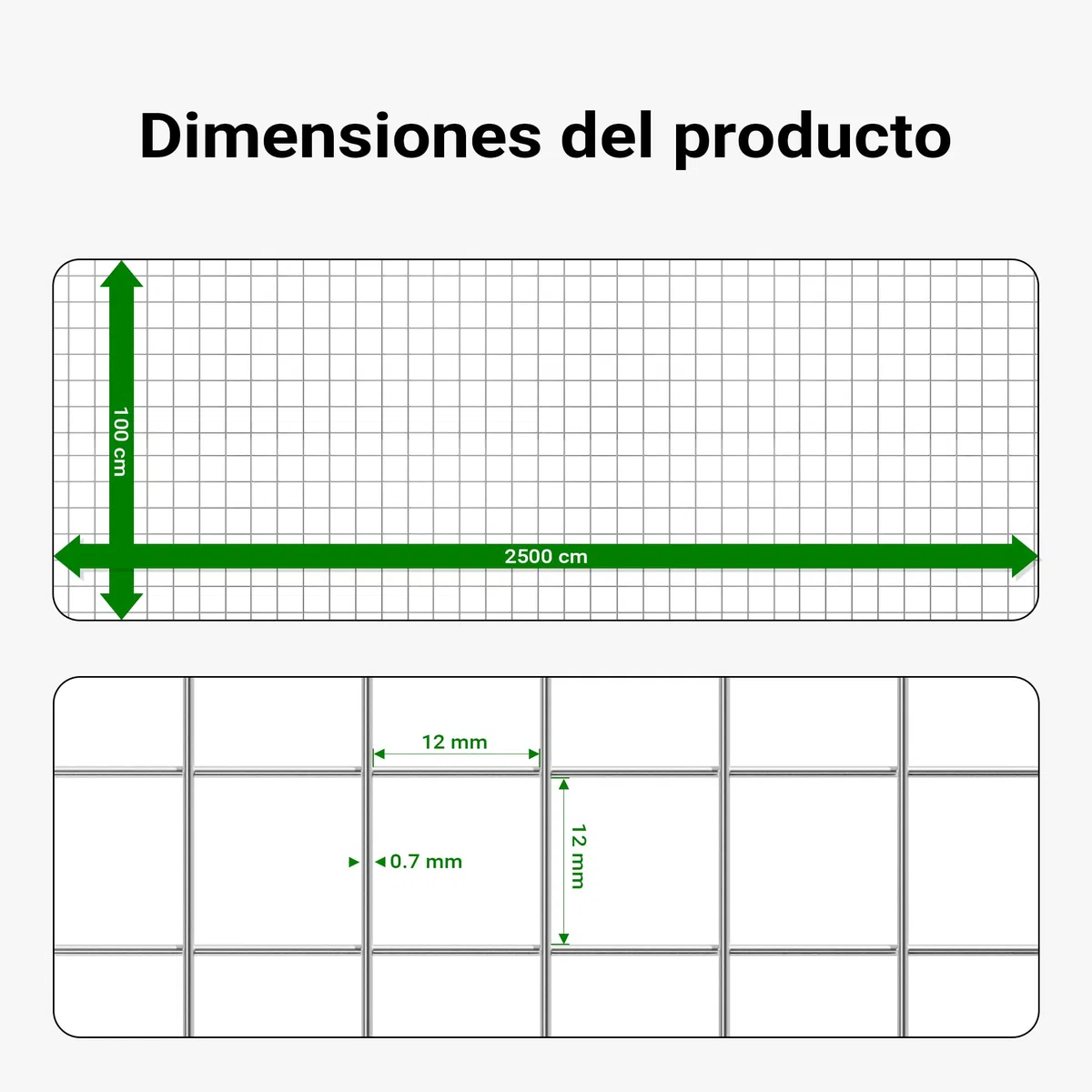 Wiltec Malla Alambre metálica gallinero Cierre metálico galvanizado Rollo 1mx25m mallado 12x12mm Jardín