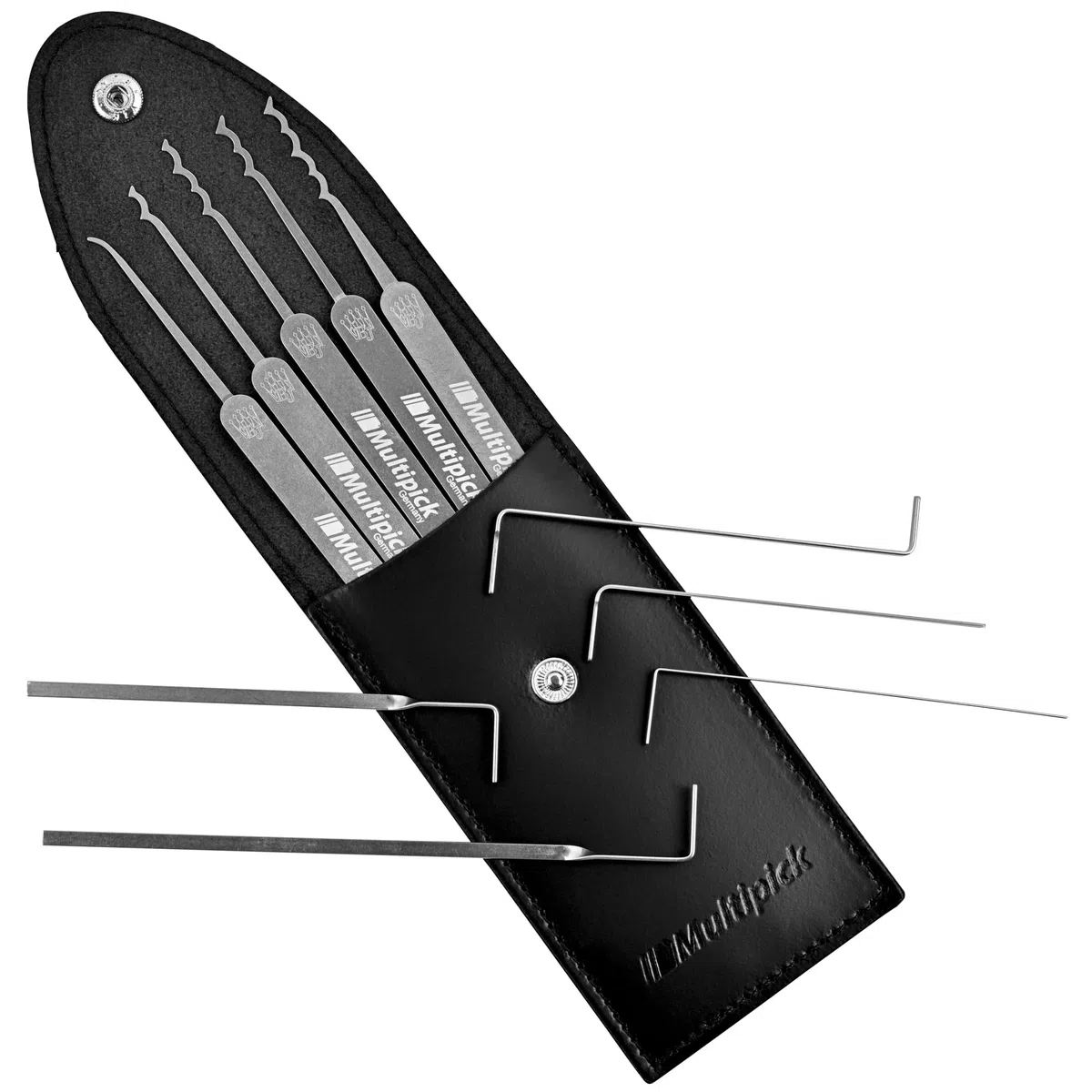 MULTIPICK ELITE 10 Set profesional de ganzúas - [10 Piezas | 0,6 mm] Made in Germany - Ganzua Lockpicking - Kit cerrajero para abrir puertas - Herramienta - Accesorios cerraduras - Lockpick