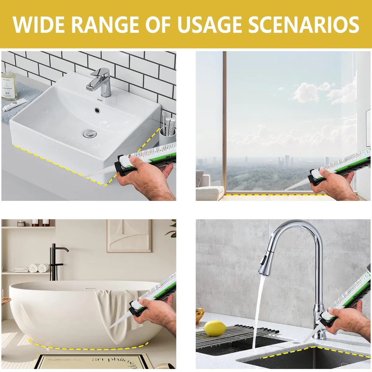 Pistola de cartuchos sin cable batería para DeWalt 20V Max con luz LED y 4 velocidades ajustables Para reparar baldosas y sellar encimeras de cocina