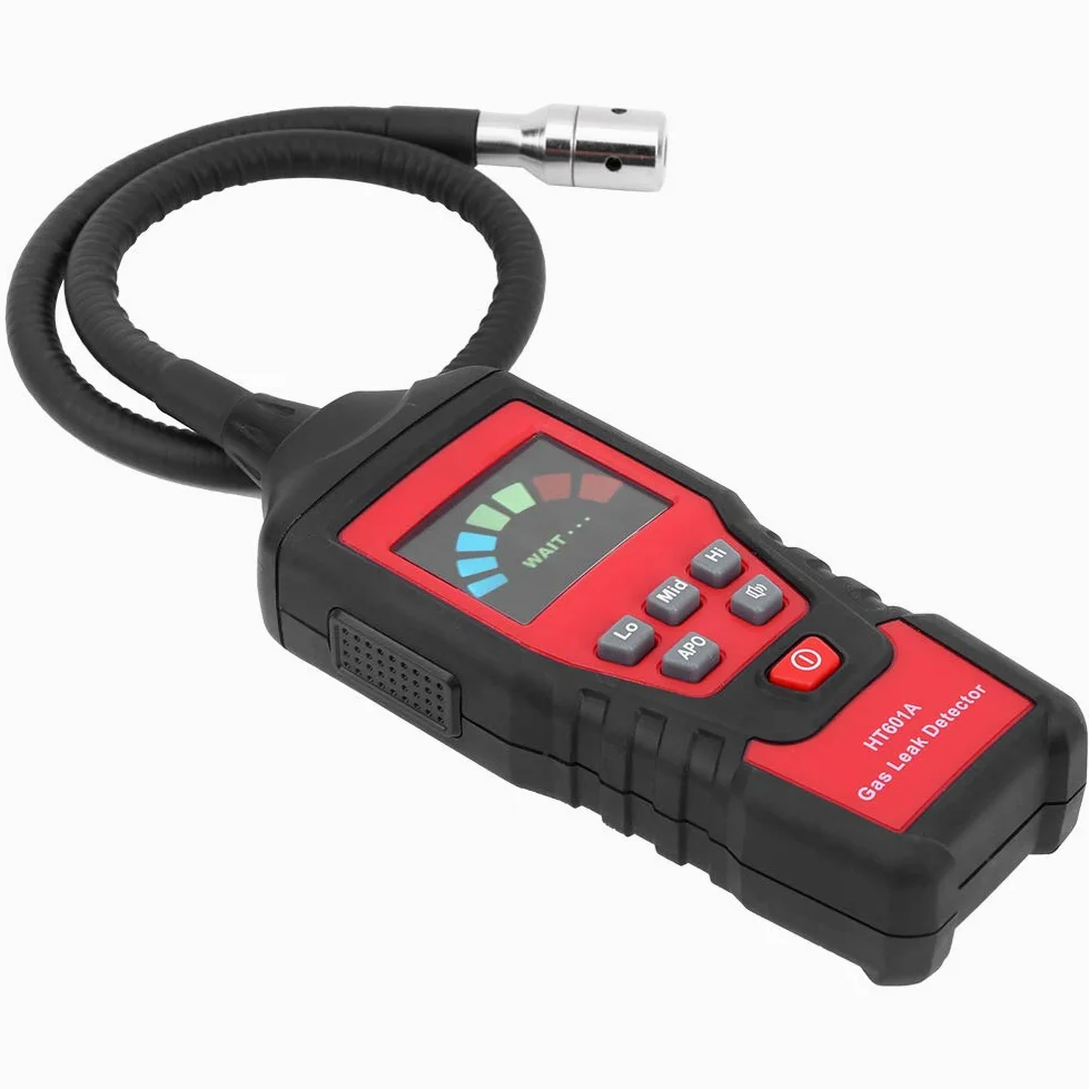 Analizador de Gases de Combustión Portátil, HT601A Detector de Gas Combustible LED Probador de Fugas de Gas Medidor de Fugas de Gas