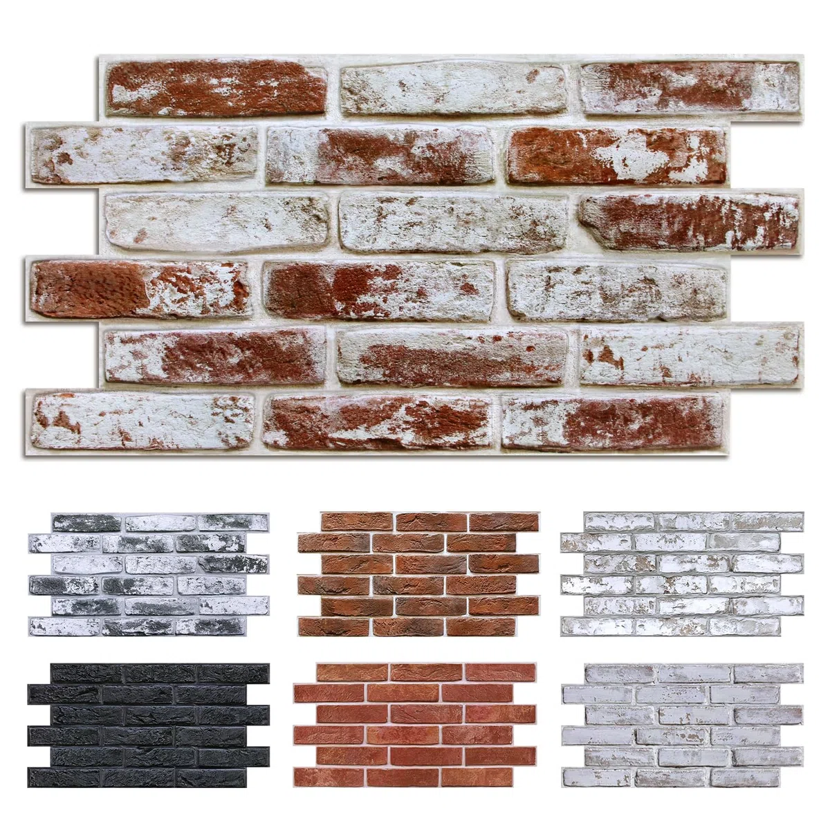 Commomy 12 Piezas Paneles de Pared de Ladrillo 3D, 58 x 30 cm, PVC Paneles Decorativos para Pared Autoadhesivo, Revestimiento de Paredes para Sala, Dormitorio, Cocina (Red Whitewash)