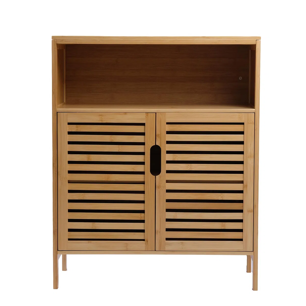 Armario de baño de bambú con 3 estantes, 81 x 65 x 31 cm, color natural