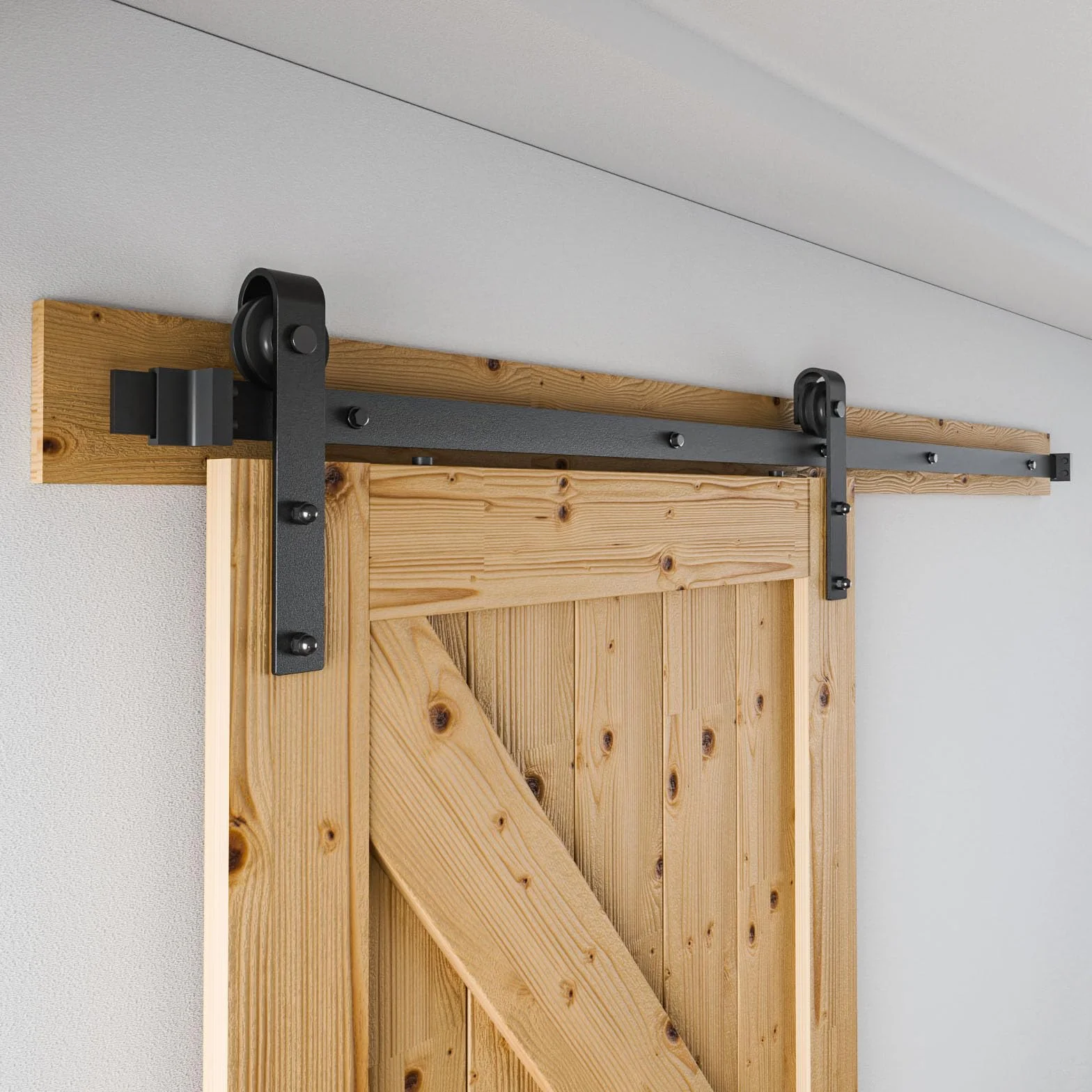 WOLFBIRD 200CM 6.6FT Hardware puerta corredera Kit riel sistema puerta soltera