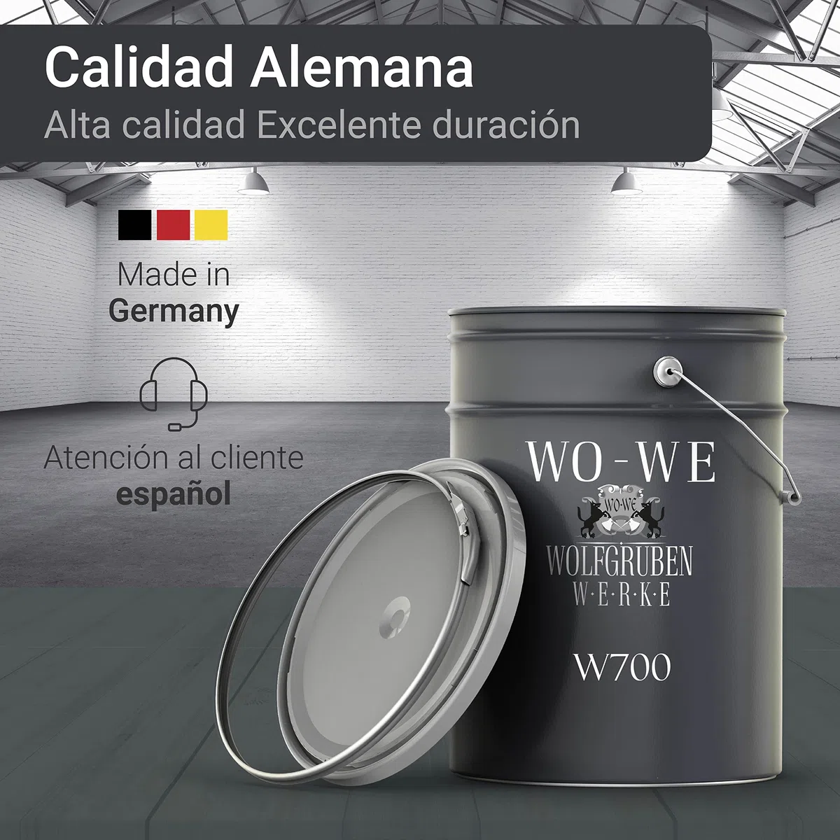 WO-WE Pintura para Suelos de Hormigón Impreso Renovacion y Extrema resistencia W700 Gris antracita como RAL 7016-5L