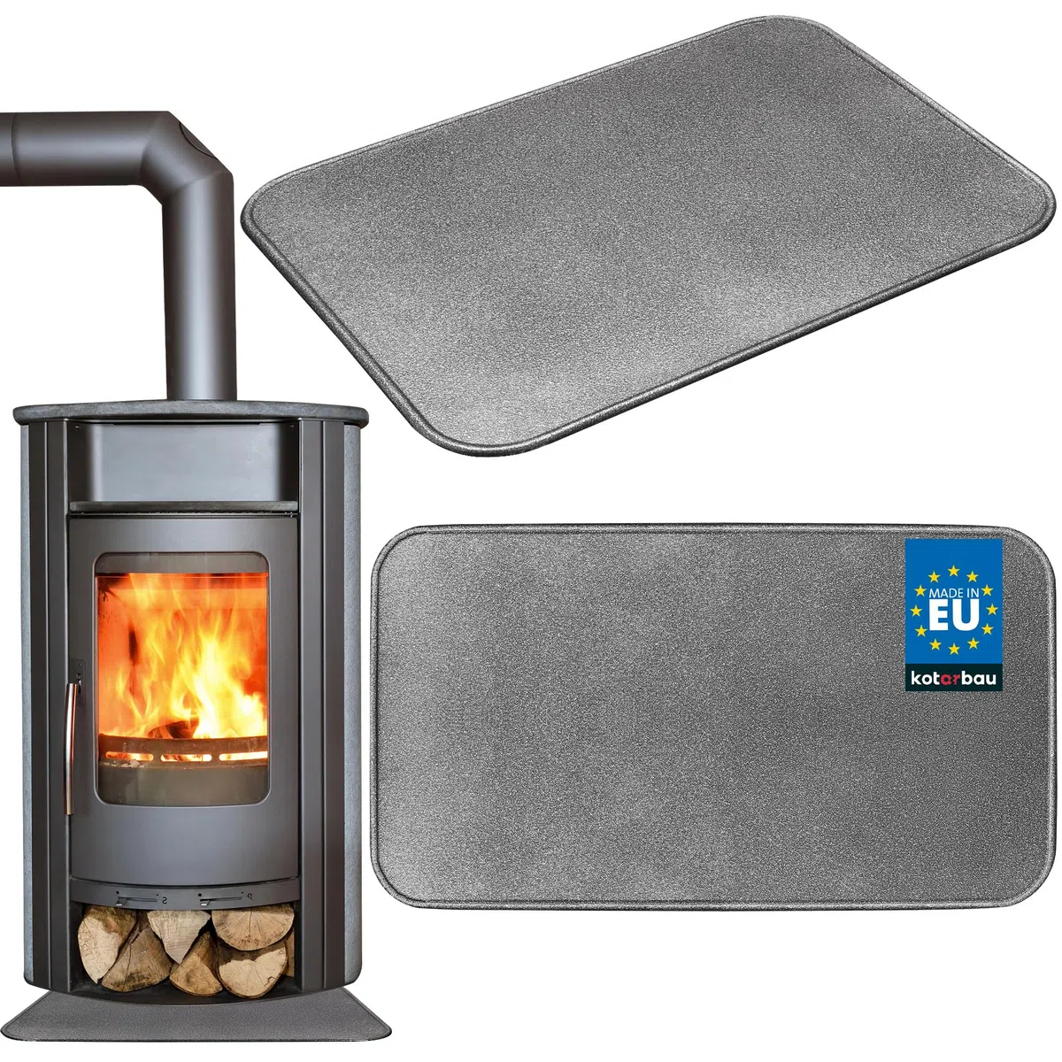 KOTARBAU® Placa Protectora contra chispas, 790 x 480 mm, Chapa de Suelo para Estufas, Plateado Envejecido, Antichispas de Suelo para Chimenea, Protector Resistente a Altas temperaturas, Salvachispas