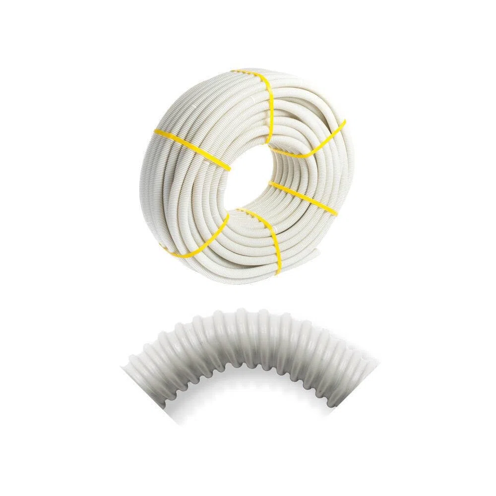 Tubo De PVC Flexible Electroflex Ø20 mm – Rollo de 25 Metros – Protección Para Cableado – Instalación Segura – Apto Para Interior y Exterior – Color Blanco