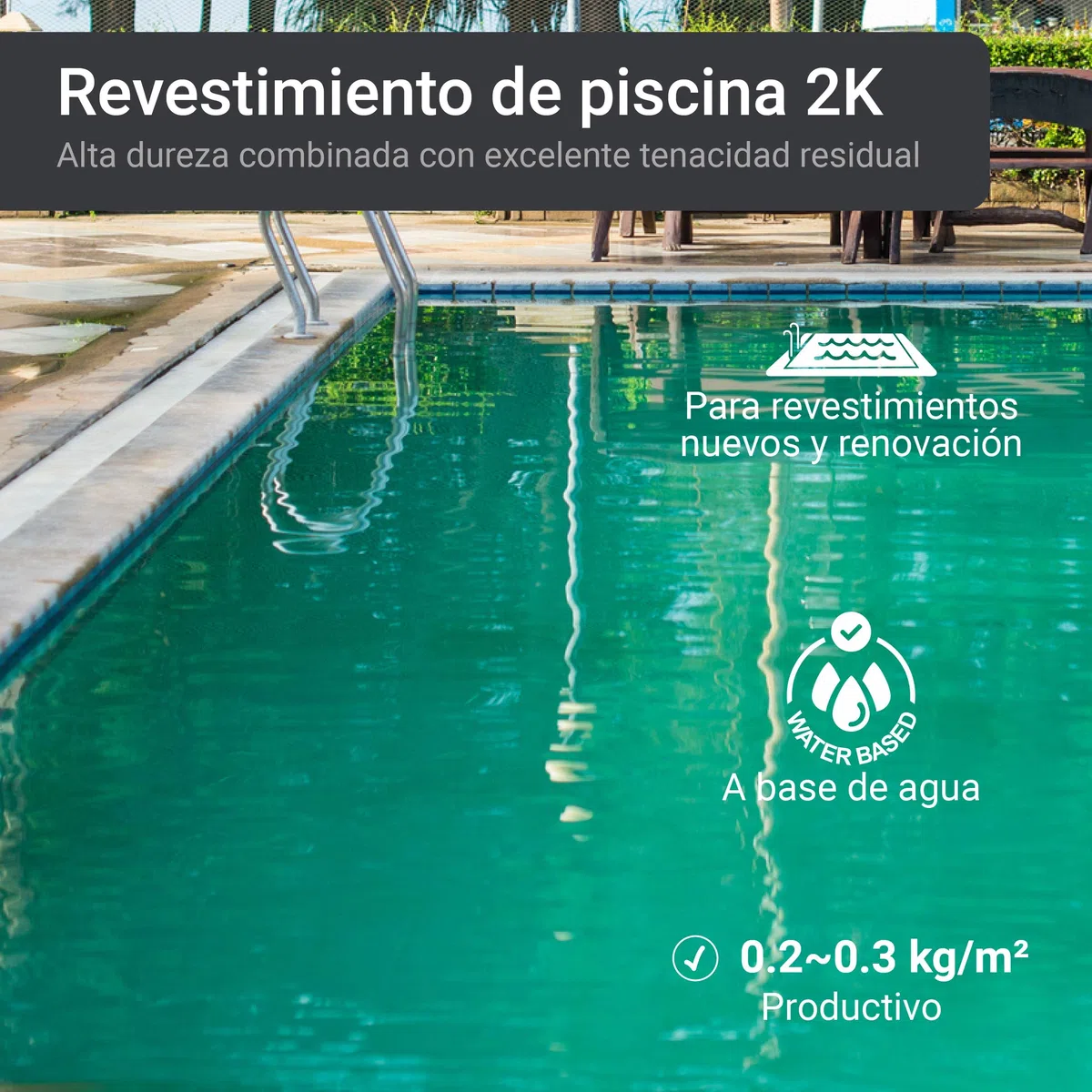 WO-WE Pintura de Resina Epoxi para Piscinas - Revestimiento Duradero para Cemento y Baldosas SL450 Blanco perla - 2,5Kg