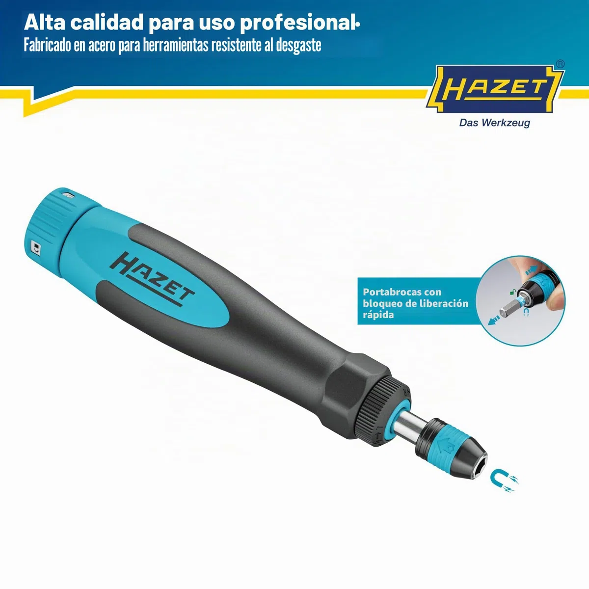 Hazet Destornillador dinamométrico 6004CT-3, 1/4" con mango estándar, 0,02-0,3 Nm, 6% de precisión, 196 mm de longitud, conmutable derecha/izquierda, mecanismo de rueda libre