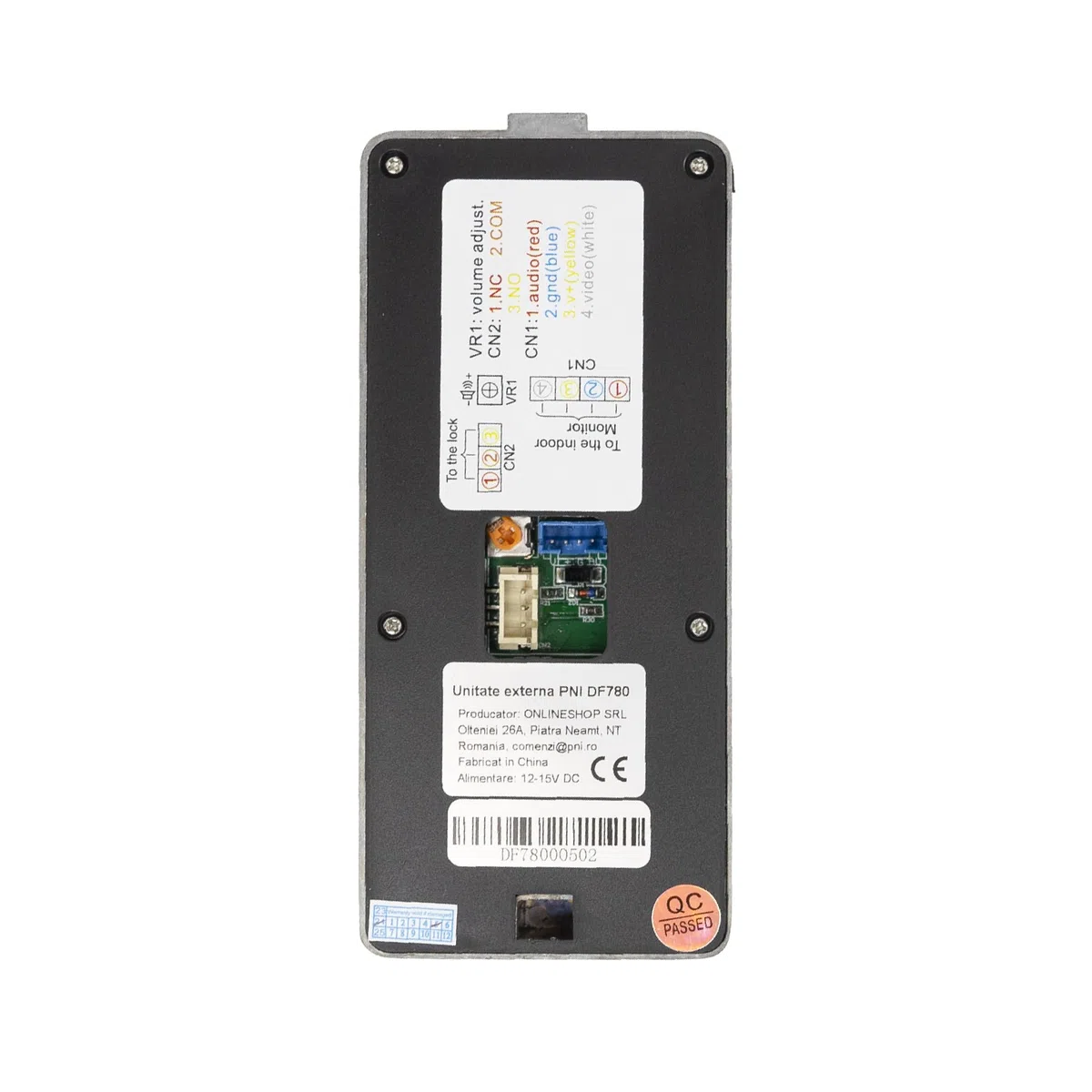 PNI DF780 Sistema de videoportero de 1 monitor, pantalla táctil de 7" 1080p, ranura para tarjeta, IP65 admite conexión en serie de 4 monitores, 2 unidades externas y 2 cámaras CCTV