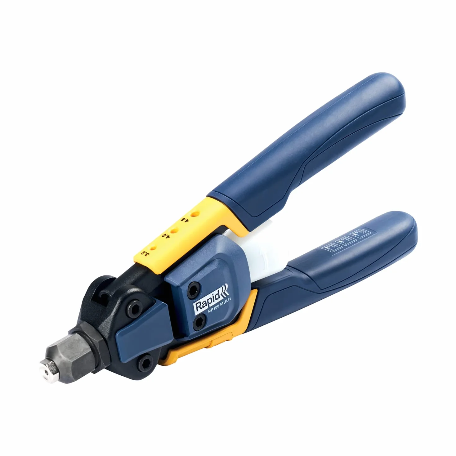 Rapid Tenaza Remachadora Manual RP100, Remachadora Manual Resistente y sin esfuerzo con boquilla múltiple para Remaches de Aluminio, Acero Inoxidable y Cobre de 3.2 - 4.8 mm (5001487)