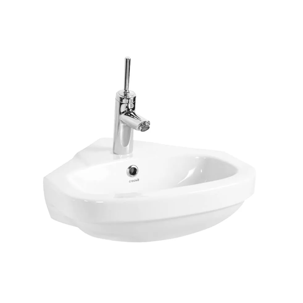 Creavit Lavabo esquinero para colgar en la pared, 45 x 45 cm, color blanco