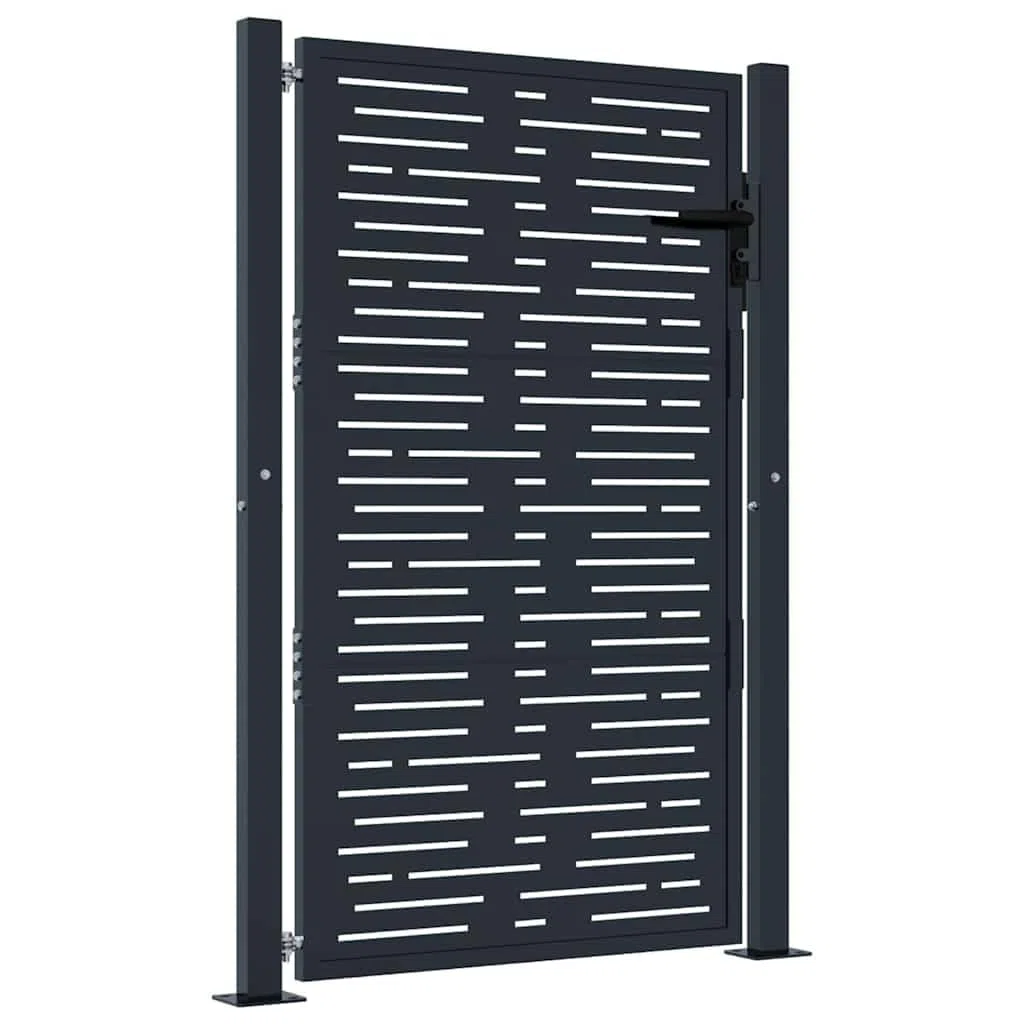 vidaXL Puerta de jardín Acero Gris Antracita diseño Cuadrado 100x150cm, Puerta de Metal, Puerta Delantera de jardín, Puerta de jardín con Cerradura