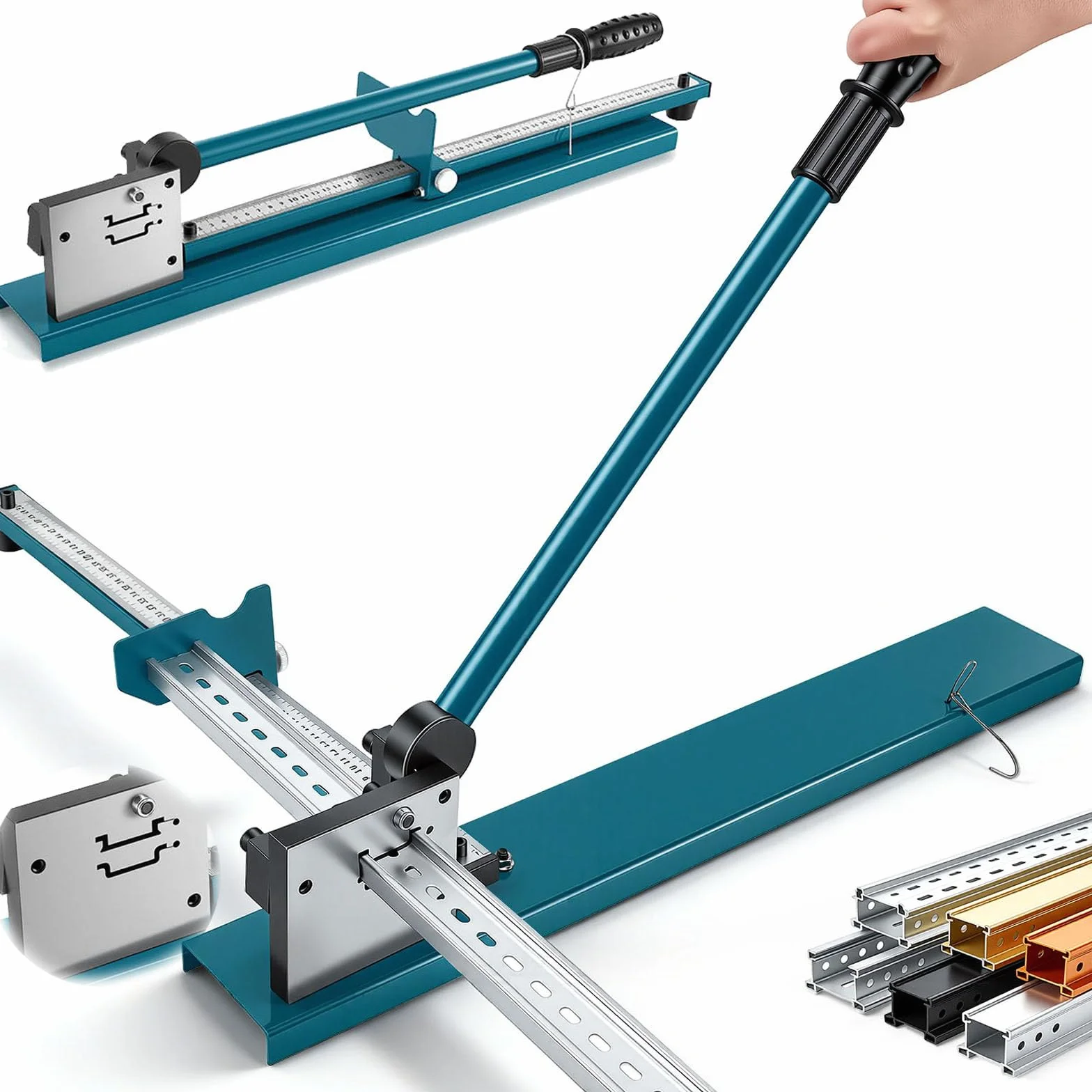 Cortador De Rieles, Cortador Rieles Din De Doble Ranura Herramienta Manual Corte Din Con Regla De Medición Herramienta Corte Acero/Aluminio/Hierro De 35 Mm Para Placas Conducto