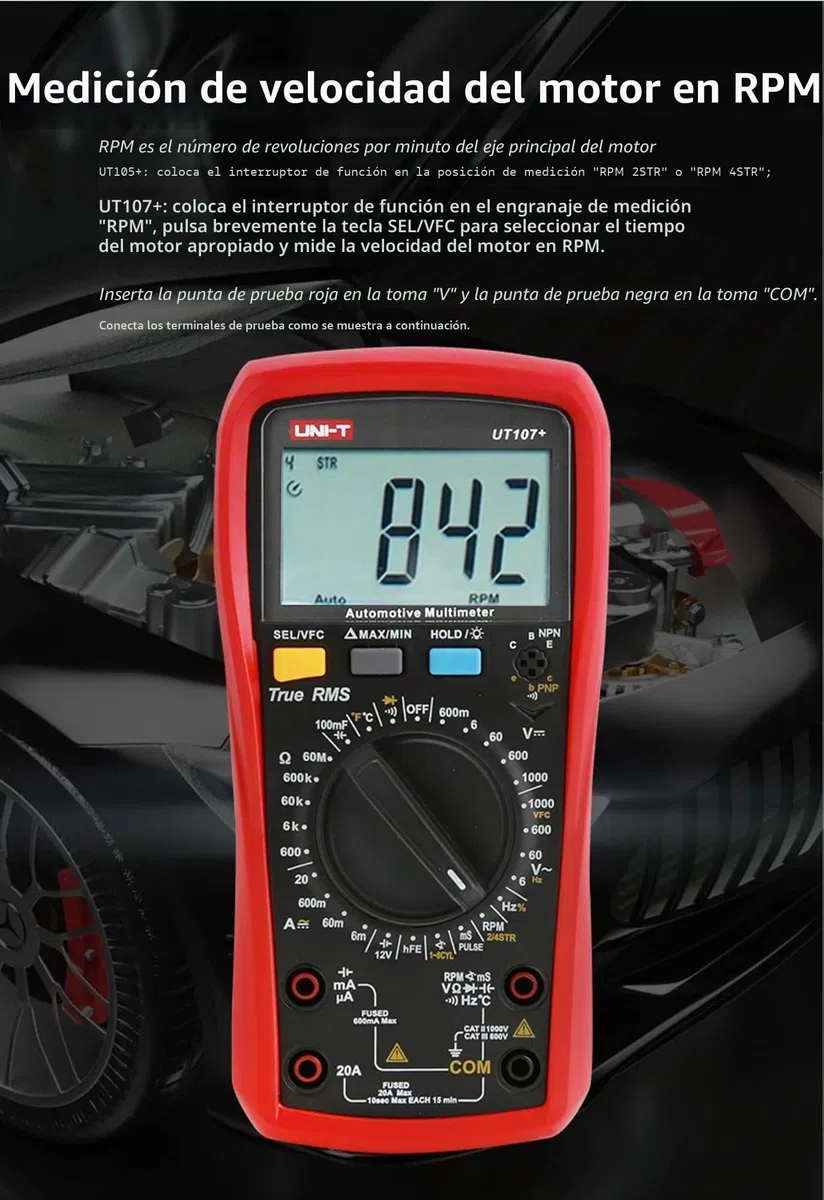 UNI-T UT107+ Automobile Multimeter High Precision True RMS Automobile Automatic Range Actual Value Digital Multimeter.