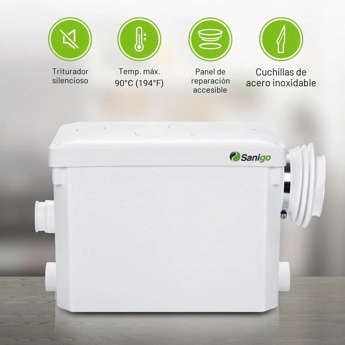 SANI-P420i Trituradora Sanitaria para la evacuación de aguas residuales WC, Ducha, Lavabo, Lavadora, Lavavajillas