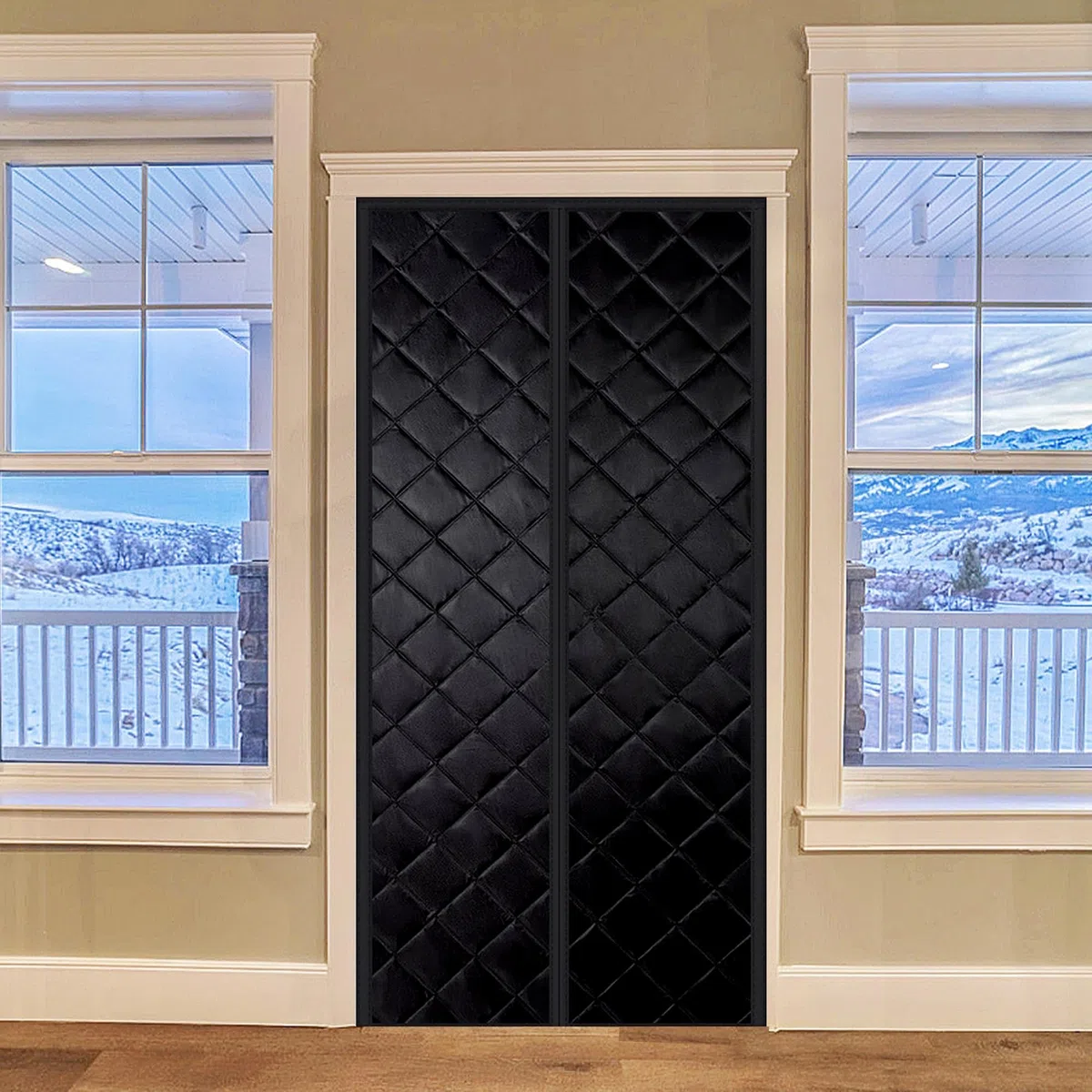 Protector de Puerta Magnético, 75x195cm Termicas Aislamiento Acústico Anti-Frio, Puerta de Pantalla Térmica de Privacidad Opaca con Cierre Automático(Negra)