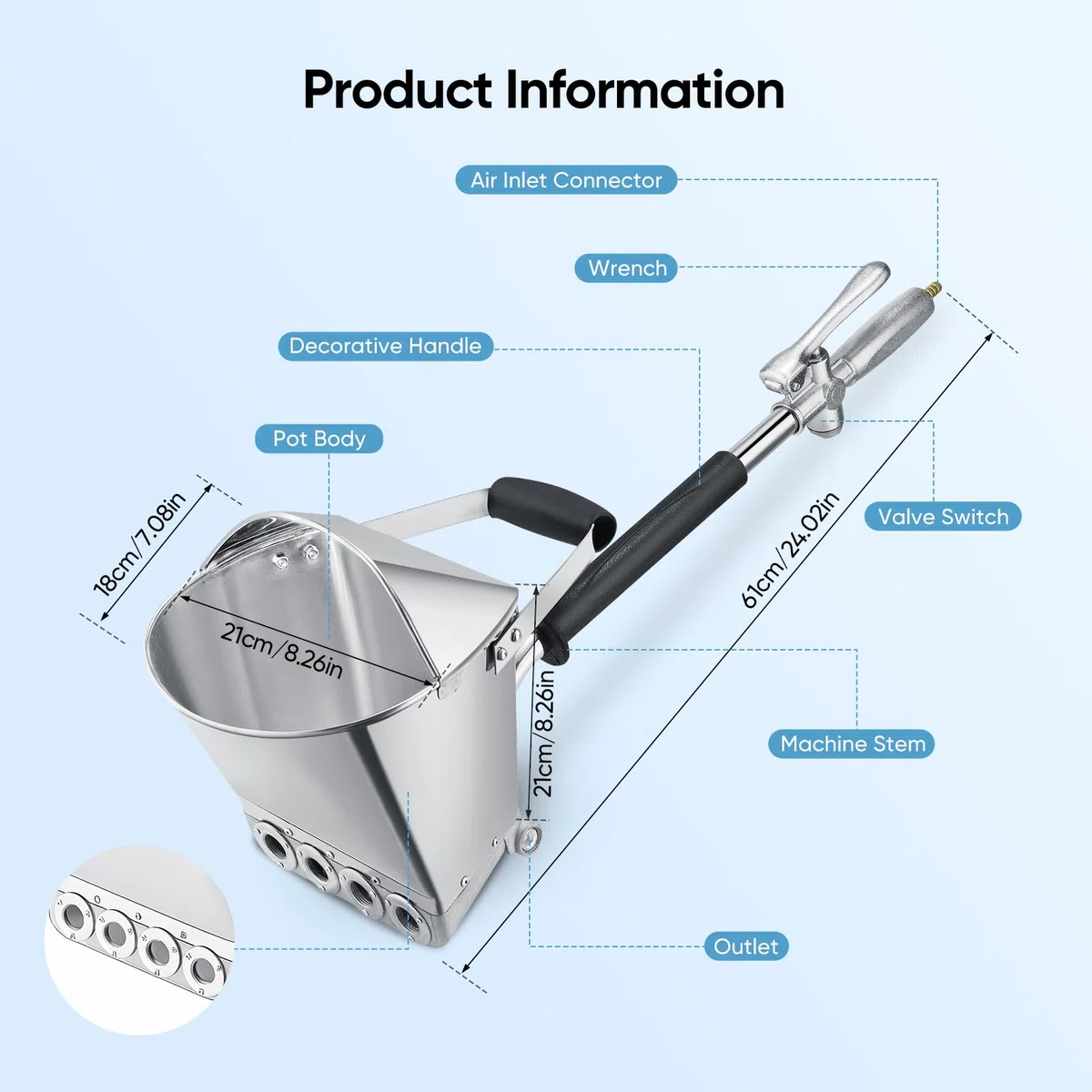 Pistola de Cemento, Pistola de Proyección Mortero Yeso 4 Boquillas con Tolva para Paredes y Techos, Incluye 8 Boquillas Metálicas Extra, Compatible con Compresor de Aire