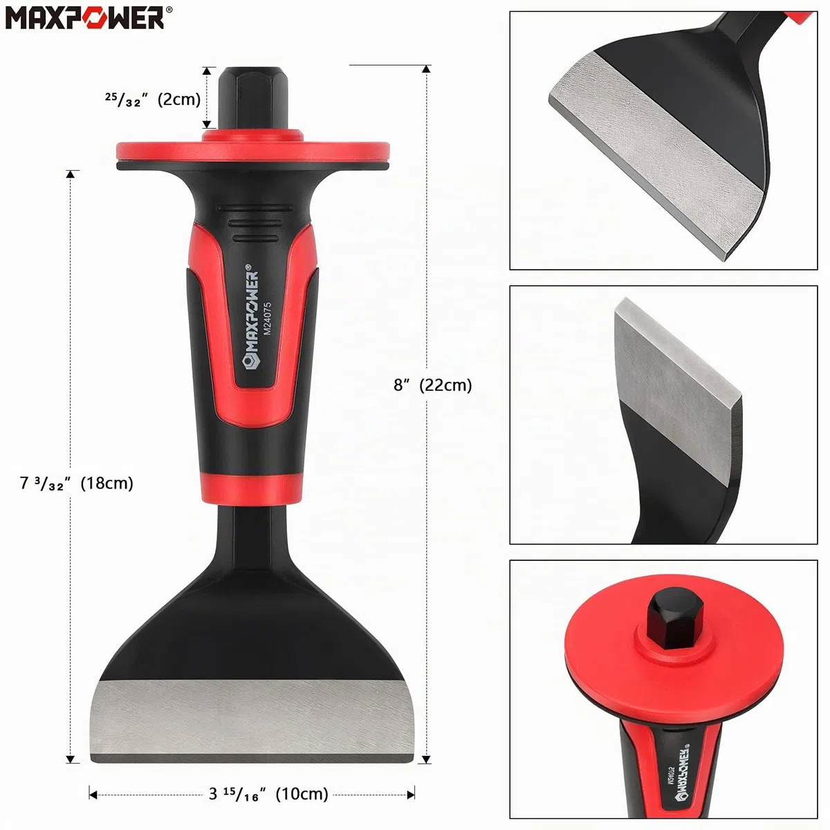 MAXPOWER Juego de 3 Cinceles de Mampostería con Protector Incluye 300mm Cincel de Punta y 220mm Cincel de Ladrillo