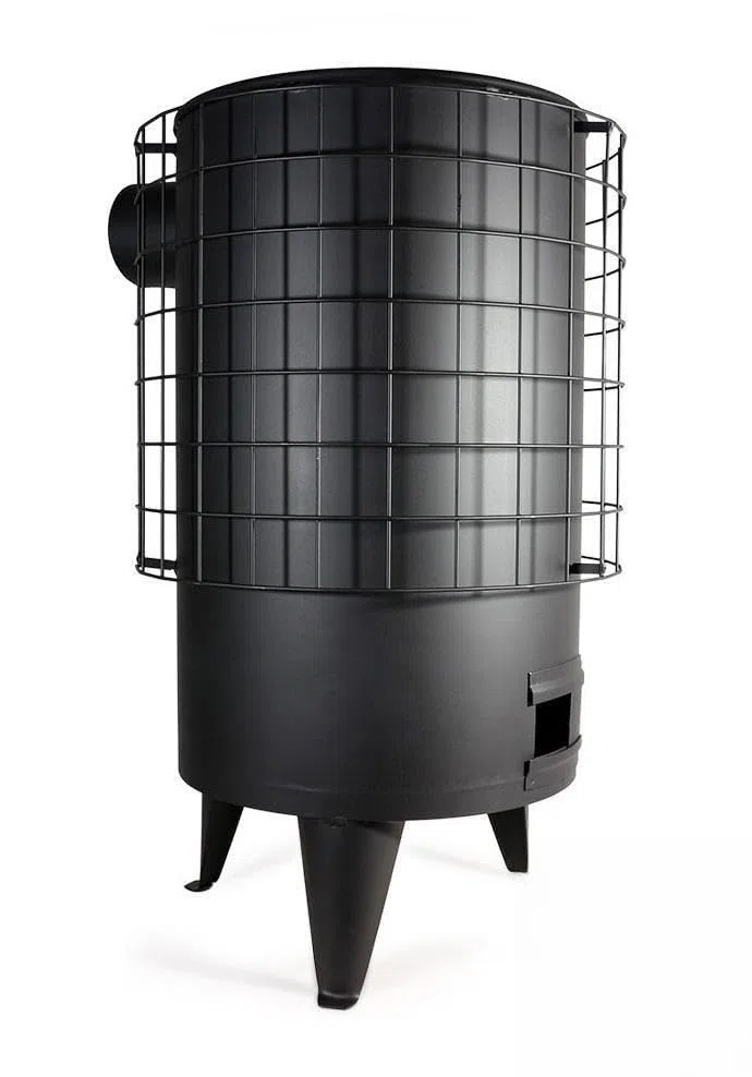 Estufa leña redonda chapa nº4 68cmx36ø negra s-horiz 120ø 7 kw