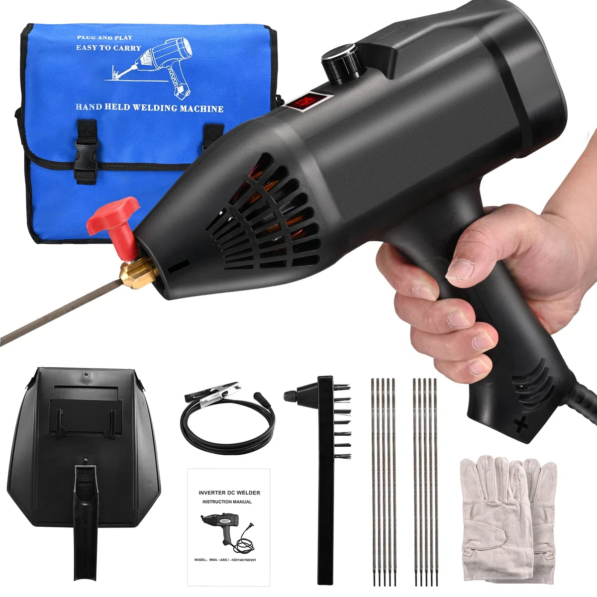 Soldador Inverter,Aomdom 251A ARC Maquina Soldar Electrodo IGBT 220V MMA Soldador Electrodo Digital LCD Maquina de Soldar Portatil Grupo de Soldar