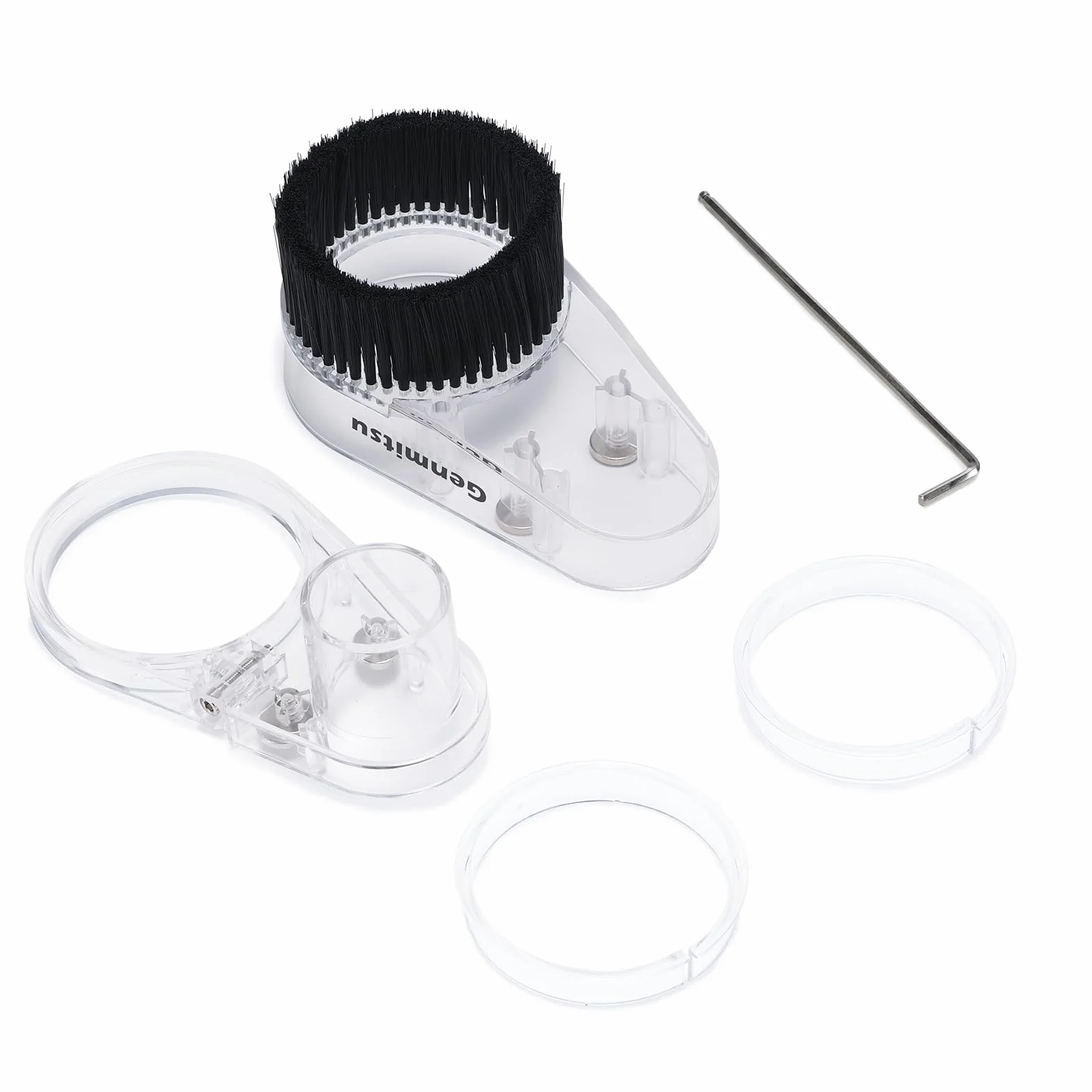 Genmitsu CNC Zapata para polvo para máquinas CNC Motor de husillo/enrutador compacto con un diámetro neto de 65 mm/69 mm, adaptador de manguera de diámetro exterior 38 mm, transparente