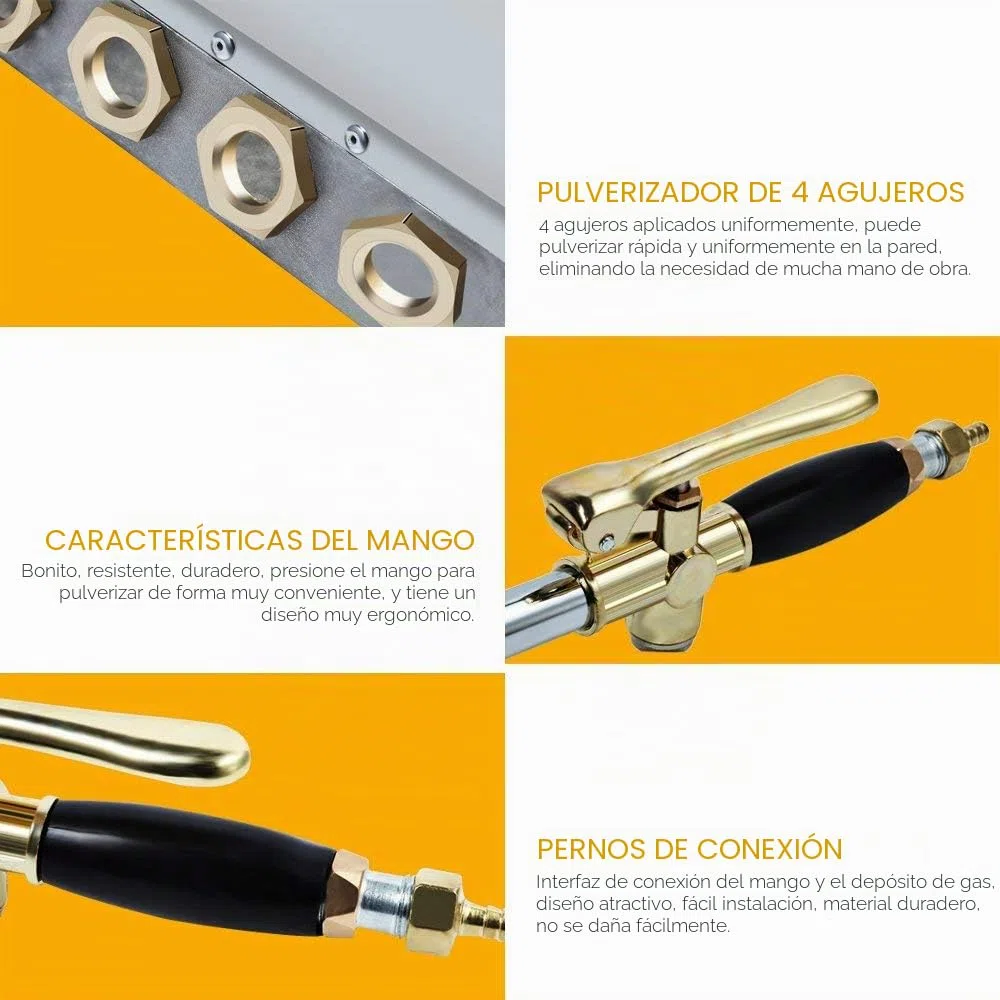 Rociador de Mortero Multifuncional Cemento Mortero Pistola de Tolva Pulverizador de Yeso Pistola Pulverizador Pistola de Pintura con 4 Jet Hopper (para Pared)