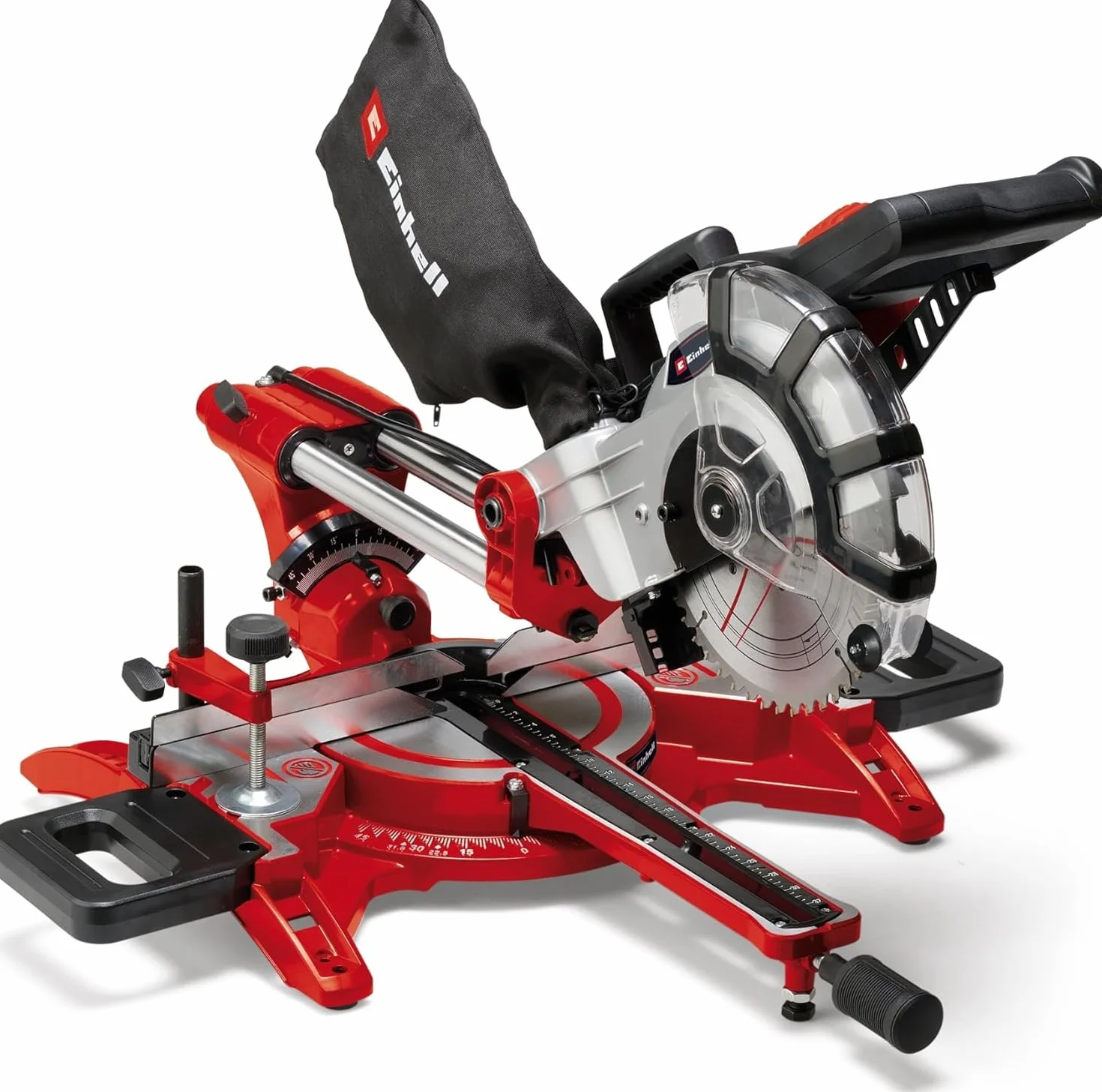 Einhell Ingletadora TC-SM 2131/1 Dual (máx. 1.800 W, 4.900 min-1, función de tracción integrada, tope de pieza, dispositivo de sujeción, incl. hoja de sierra de carburo de tungsteno, láser)
