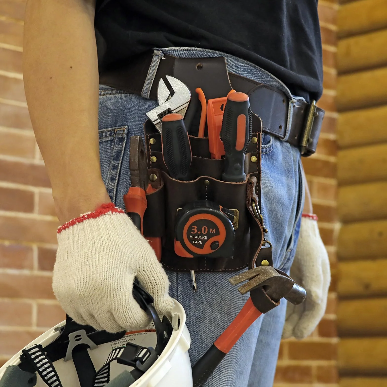 TOURBON Organizador de herramientas de cuero, soporte de herramientas, bolsa de cintura para constructores, carpinteros, electricistas
