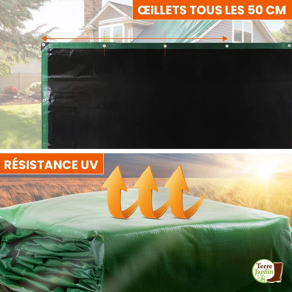 TERRE JARDIN - Lona de protección Exterior, 5 x 8 m - Lona Impermeable, Ultra Pesada y Resistente, Polietileno 240 g/m², Anti UV - Lona para leña, Sitio - Ojales de Aluminio