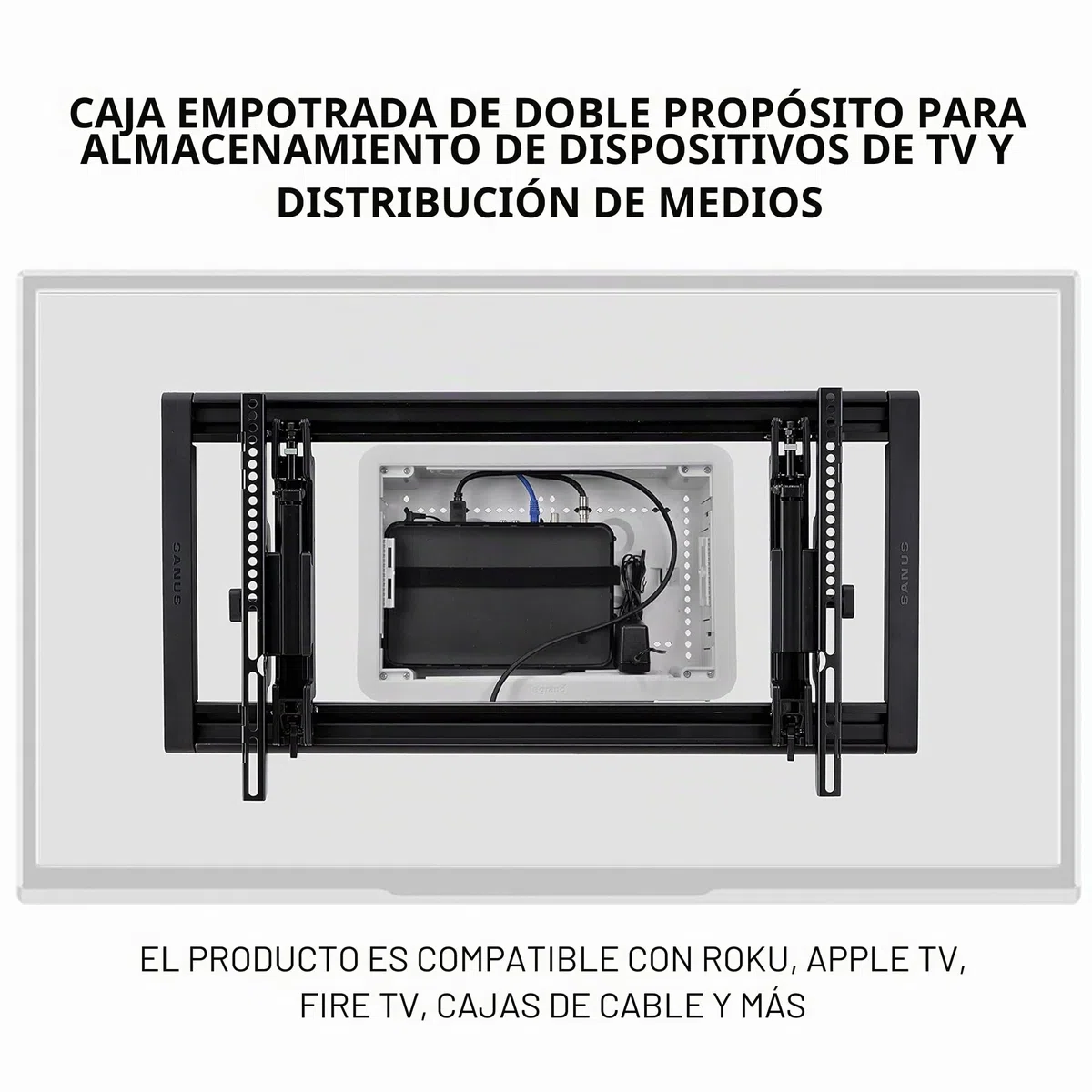 Legrand - ONQ - Gestión de Cables, Caja de Medios Estructurados, Recinto de Pared, Almacenamiento Empotrado, Doble Propósito, 9 Pulgadas, Blanco (ENP0900-NA)