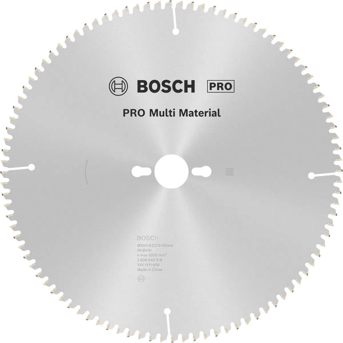Bosch Professional 2 608 640 518 - Disco de sierra circular Multi Material, 96 de dientes, 300 x 30 x 3.2 mm, 1 unidad