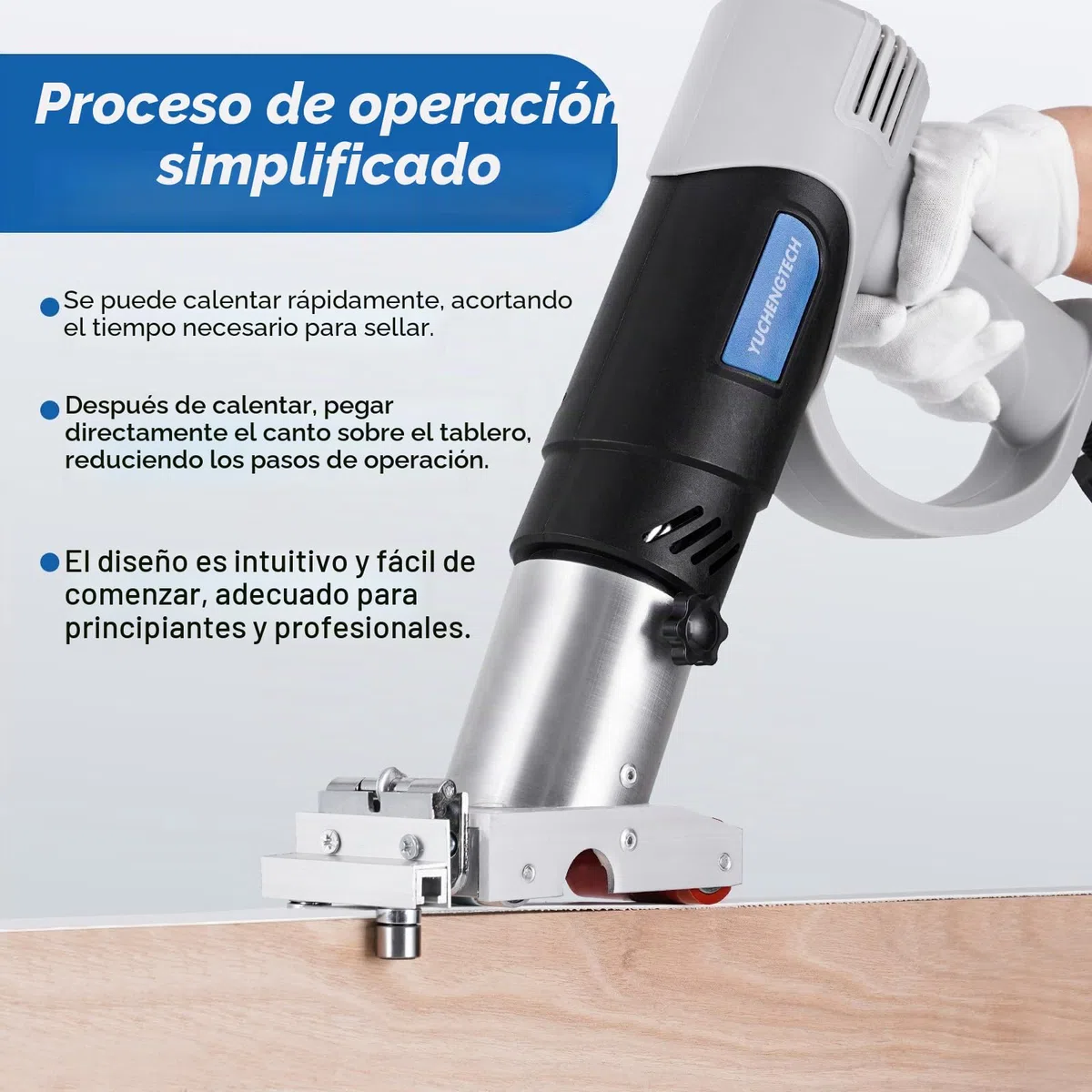 YUCHENGTECH Encoladora de Cantos Manual Portátil Encoladora de Cantos Termofusible 50-600℃ Temperatura Ajustable para 0-60 mm Cinta Tapacantos Adhesiva Termofusible