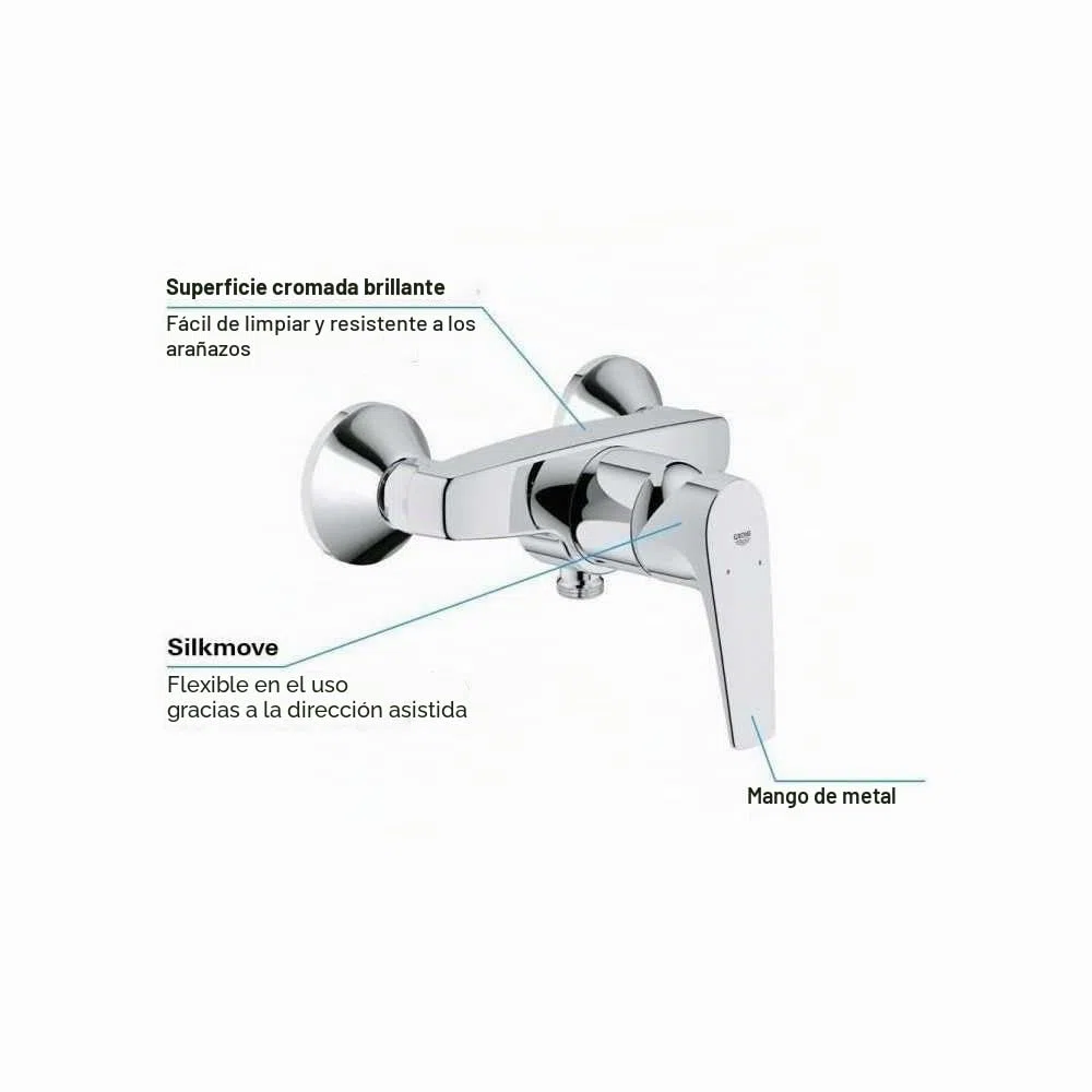 Grohe Start Flow, Grifo de ducha monomando (montaje en pared, menor consumo de agua), cromo, 23771000