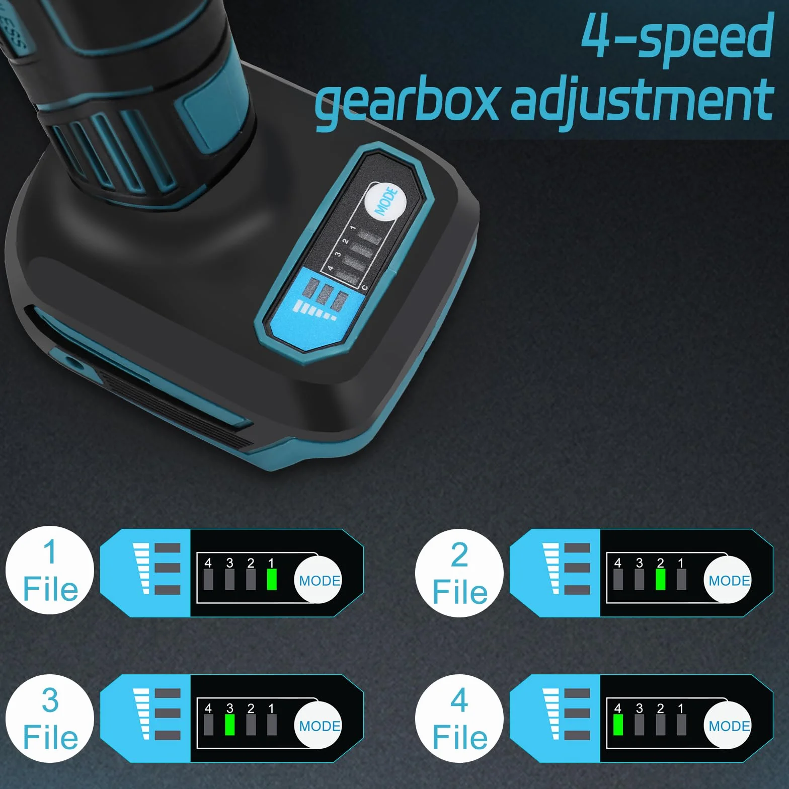 Molinillo inalámbrico compatible con Makita 18V batería, amoladora recta eléctrica sin escobillas con portabrocas de 6 mm y 4 velocidades ajustables (sin batería) (Sin accesorios)
