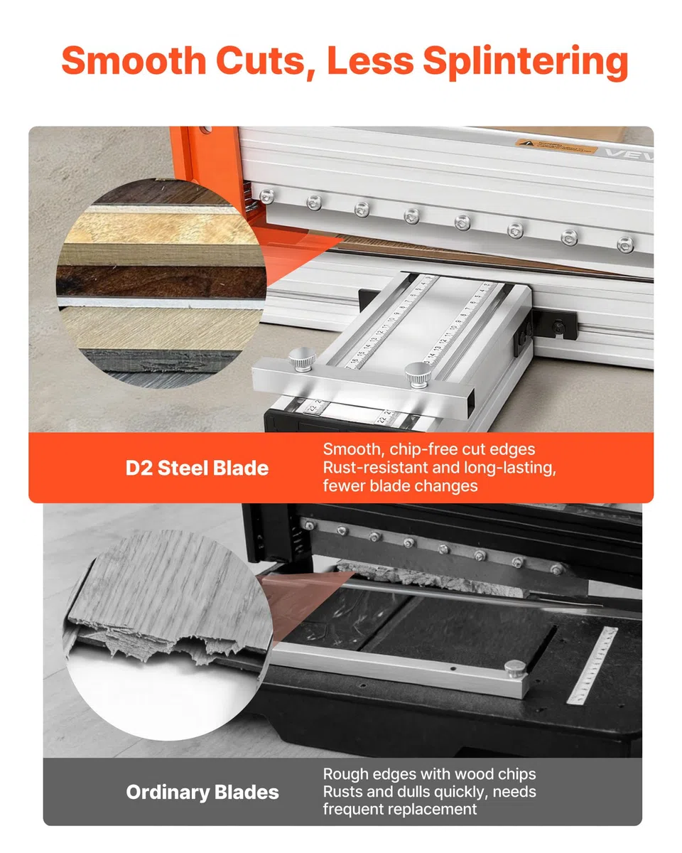 VEVOR Guillotina para Laminado, Cortador de Suelo, Corte Máximo 304,8 mm, Espesor 12 mm con Cuchilla D2, Guía de Ángulo, Palanca de Aluminio, Soporte Telescópico para Piso Vinilo SPC LVP LVT VCT WPC