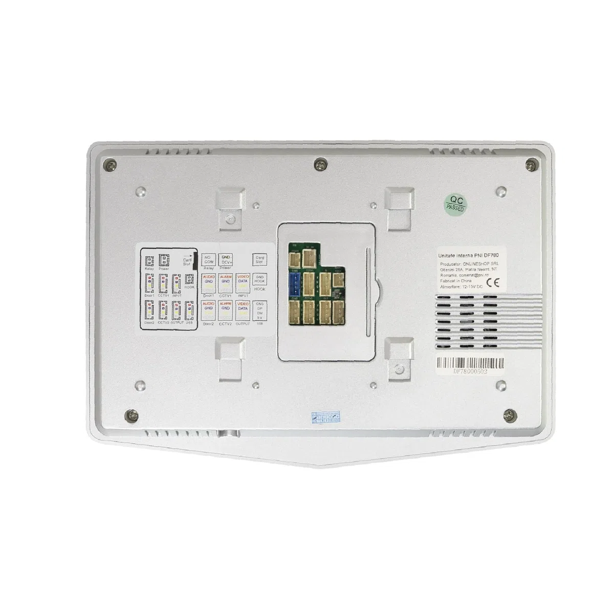 PNI DF780 Sistema de videoportero de 1 monitor, pantalla táctil de 7" 1080p, ranura para tarjeta, IP65 admite conexión en serie de 4 monitores, 2 unidades externas y 2 cámaras CCTV