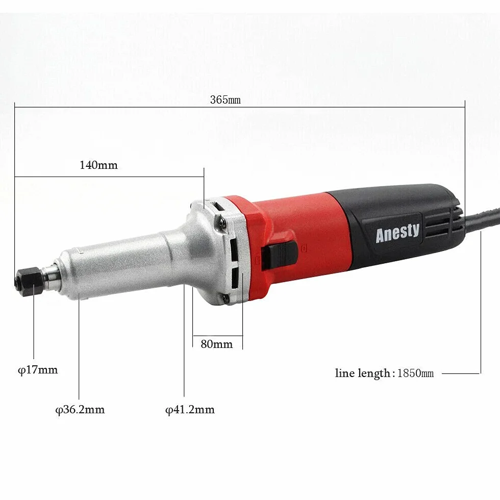 Amoladora recta, amoladora axial recta eléctrica 750 W ajustable velocidad, diámetro de la pinza 6 mm